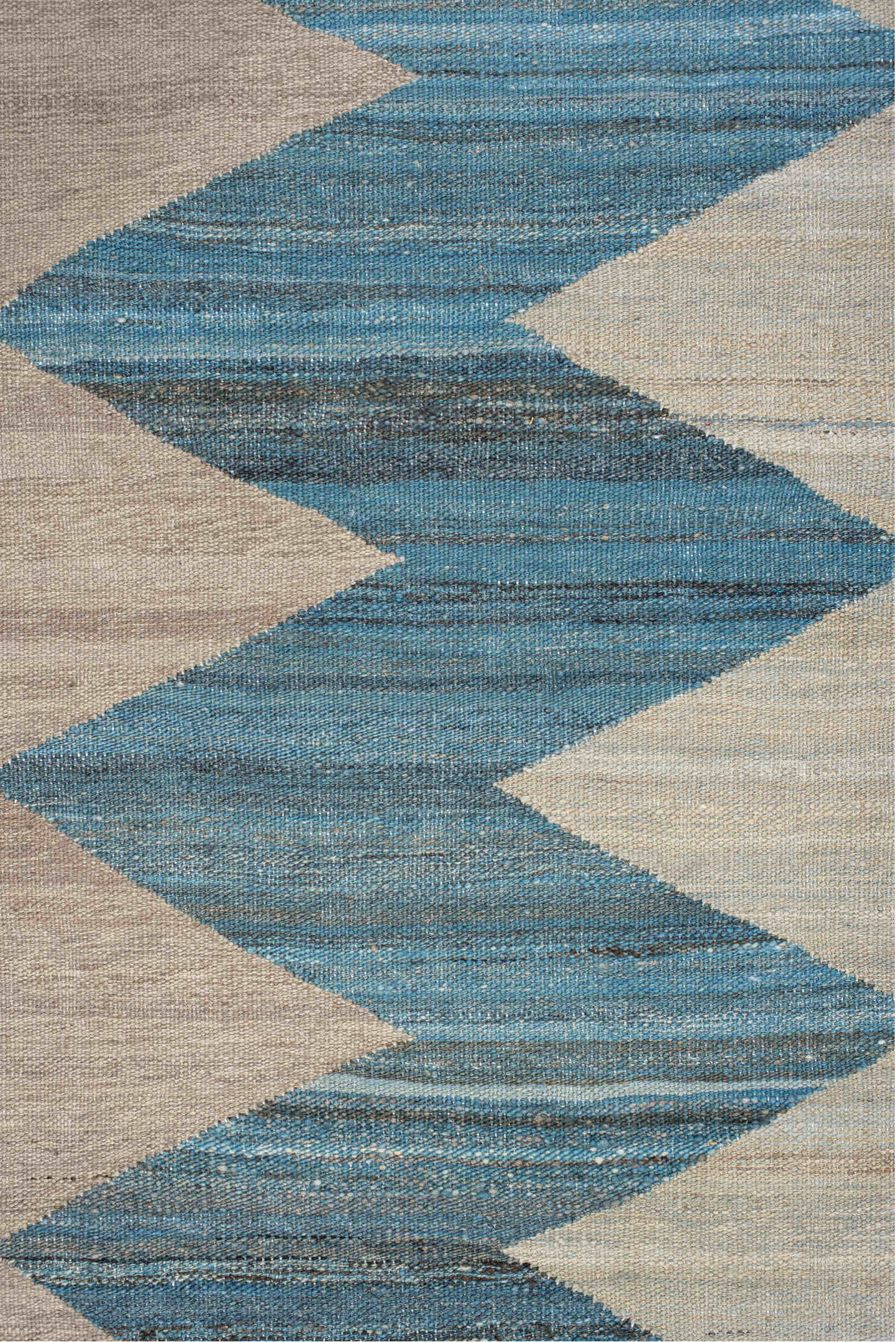 2' x 6' one-of-a-kind handmade vintage Kilim runner rug. Color palette: ivory, sky blue, slate blue, taupe, light blue