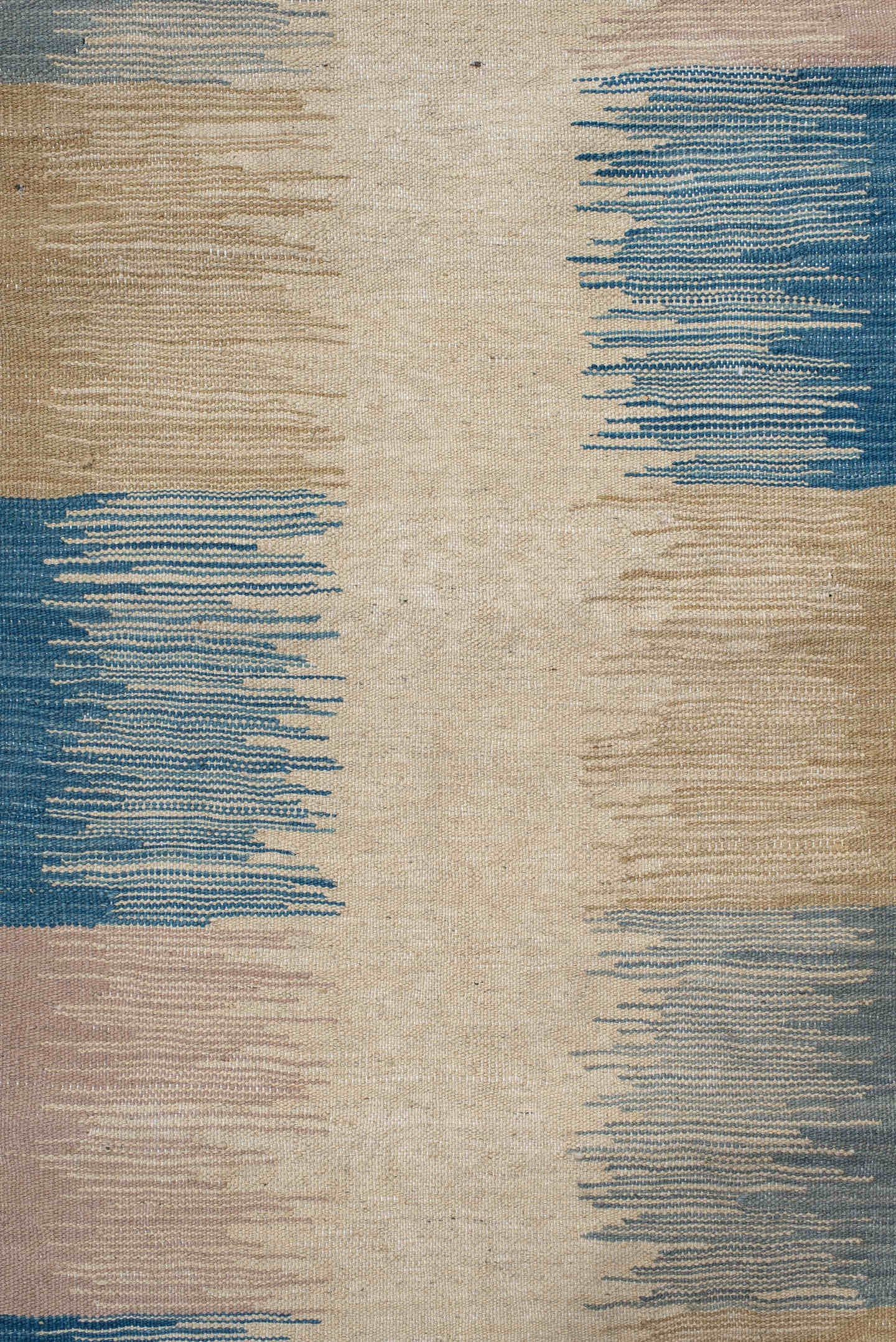 2' x 8' one-of-a-kind handmade vintage Kilim runner rug. Color palette: ivory, blue, sand, blush, pale_gray, beige, pink