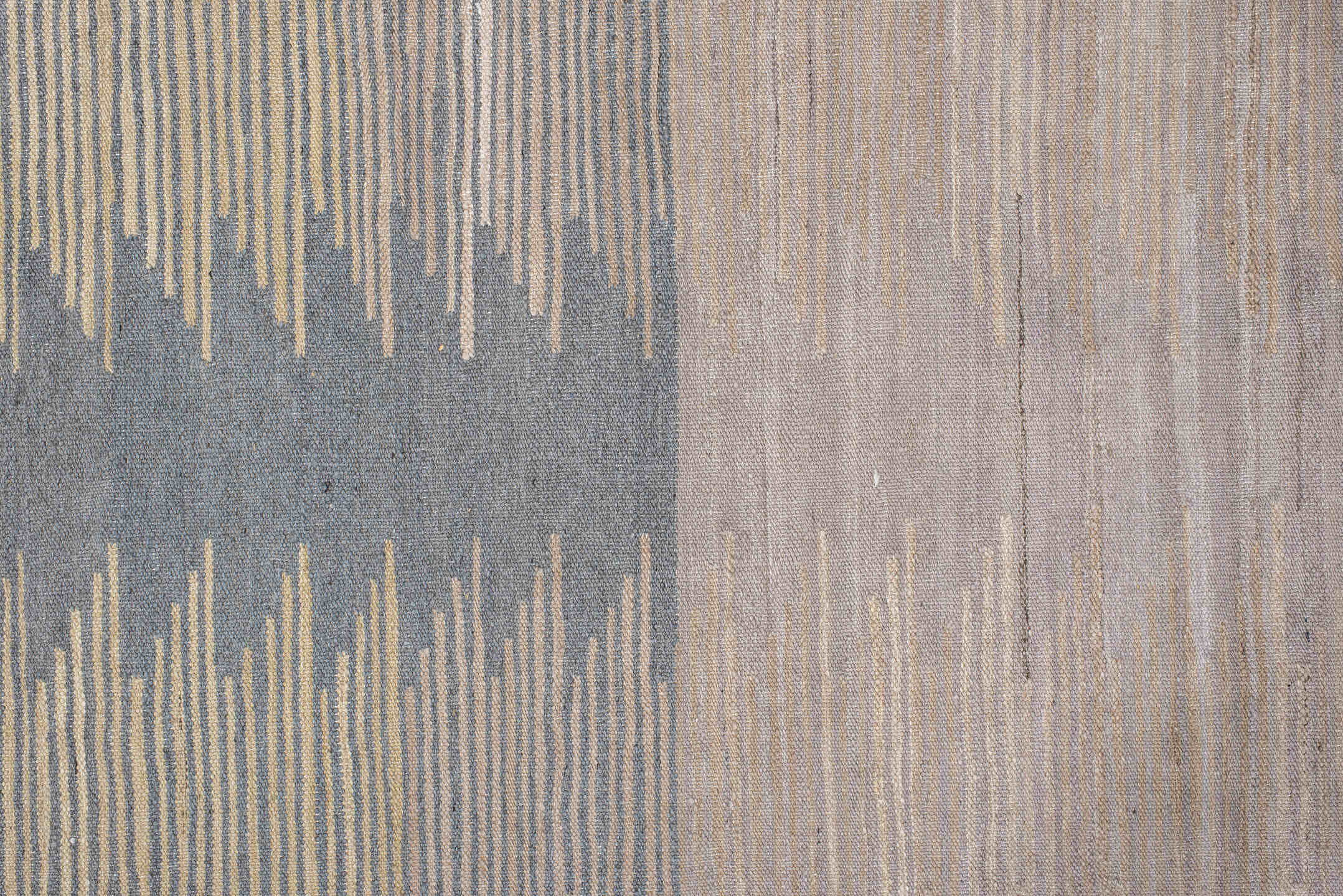 2' x 9' one-of-a-kind handmade vintage Kilim runner rug. Color palette: light gray, off-white, gray, pink, blue, silver