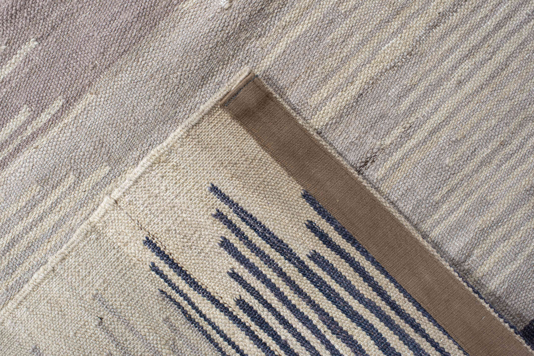 2' x 9' one-of-a-kind handmade vintage Kilim runner rug. Color palette: ivory, taupe, slate, lavender, charcoal, beige, gray