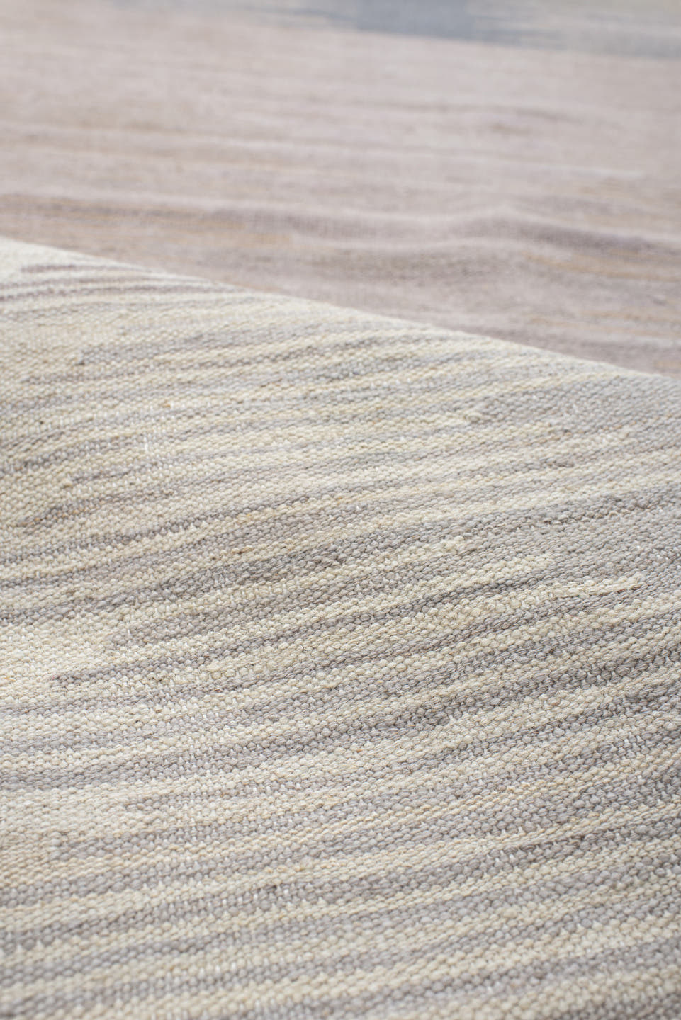 2' x 9' one-of-a-kind handmade vintage Kilim runner rug. Color palette: ivory, taupe, slate, lavender, charcoal, beige, gray