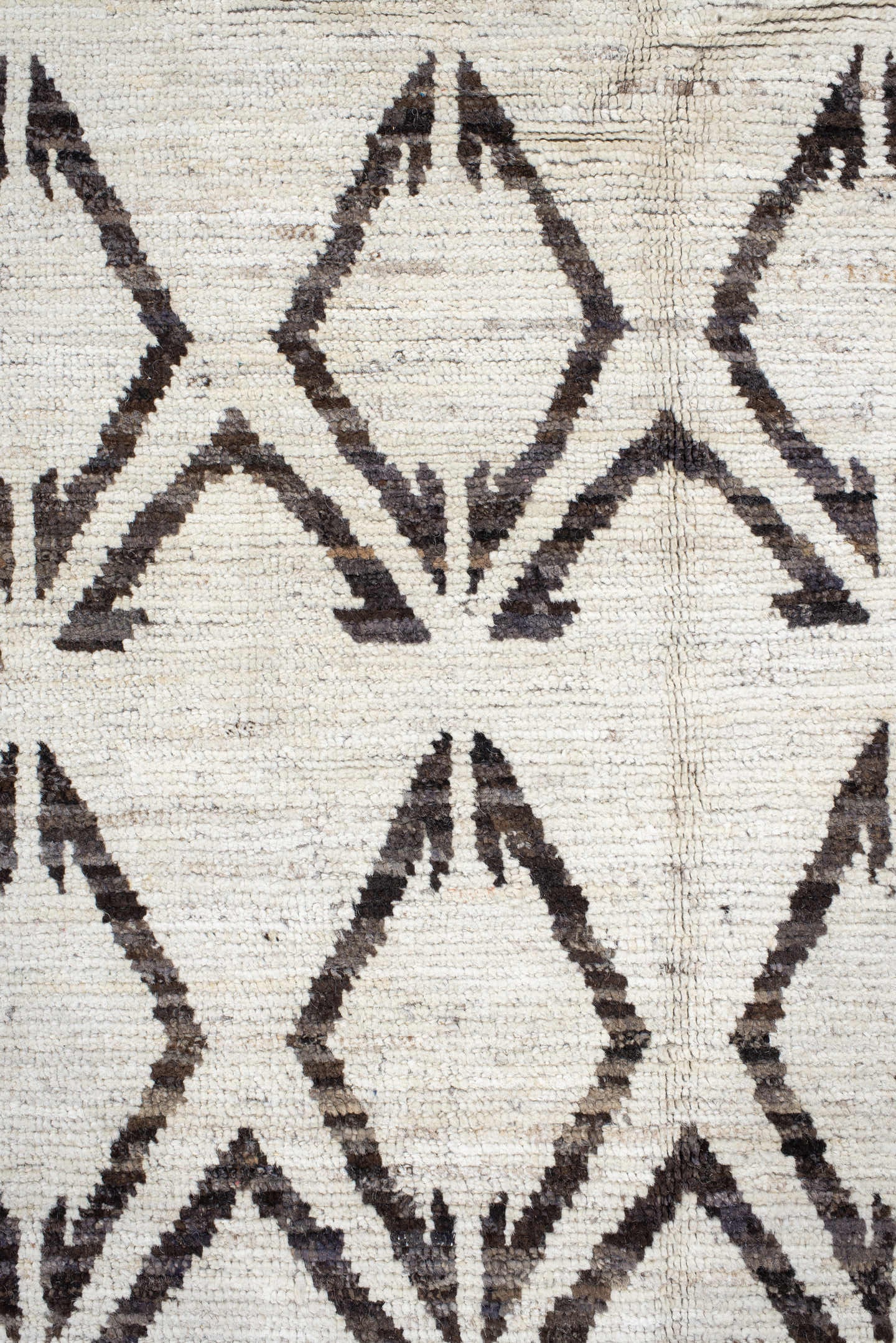 14' x 19' one-of-a-kind handmade vintage Tulu oversize rug. Color palette: ivory, charcoal, taupe, gray, black, beige