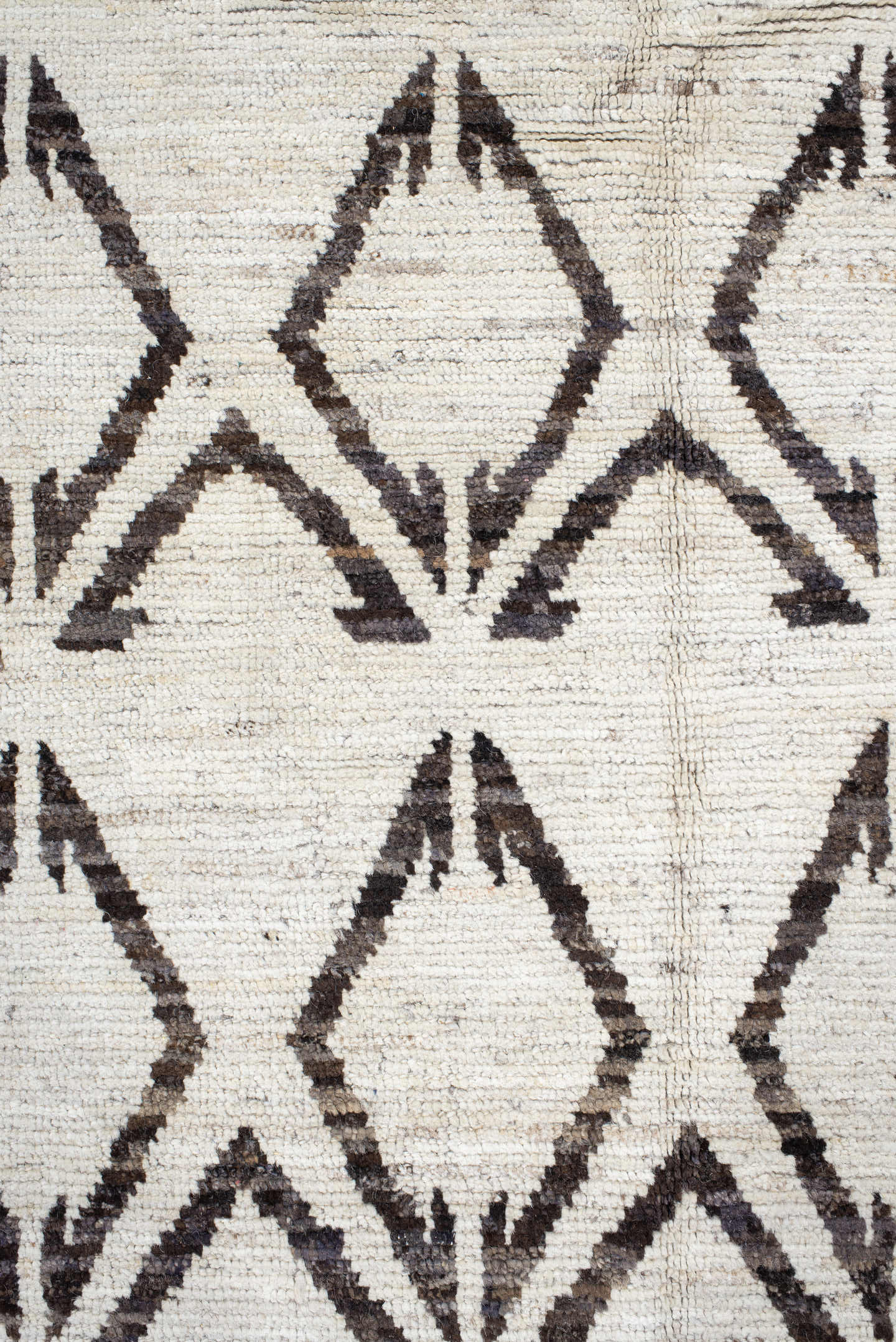 14' x 19' one-of-a-kind handmade vintage Tulu oversize rug. Color palette: ivory, charcoal, taupe, gray, black, beige