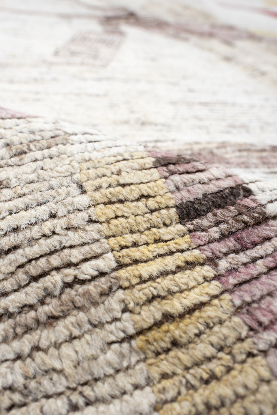 16' x 20' one-of-a-kind handmade vintage Tulu oversize rug. Color palette: ivory, rust, blush, sky blue, soft gold, taupe