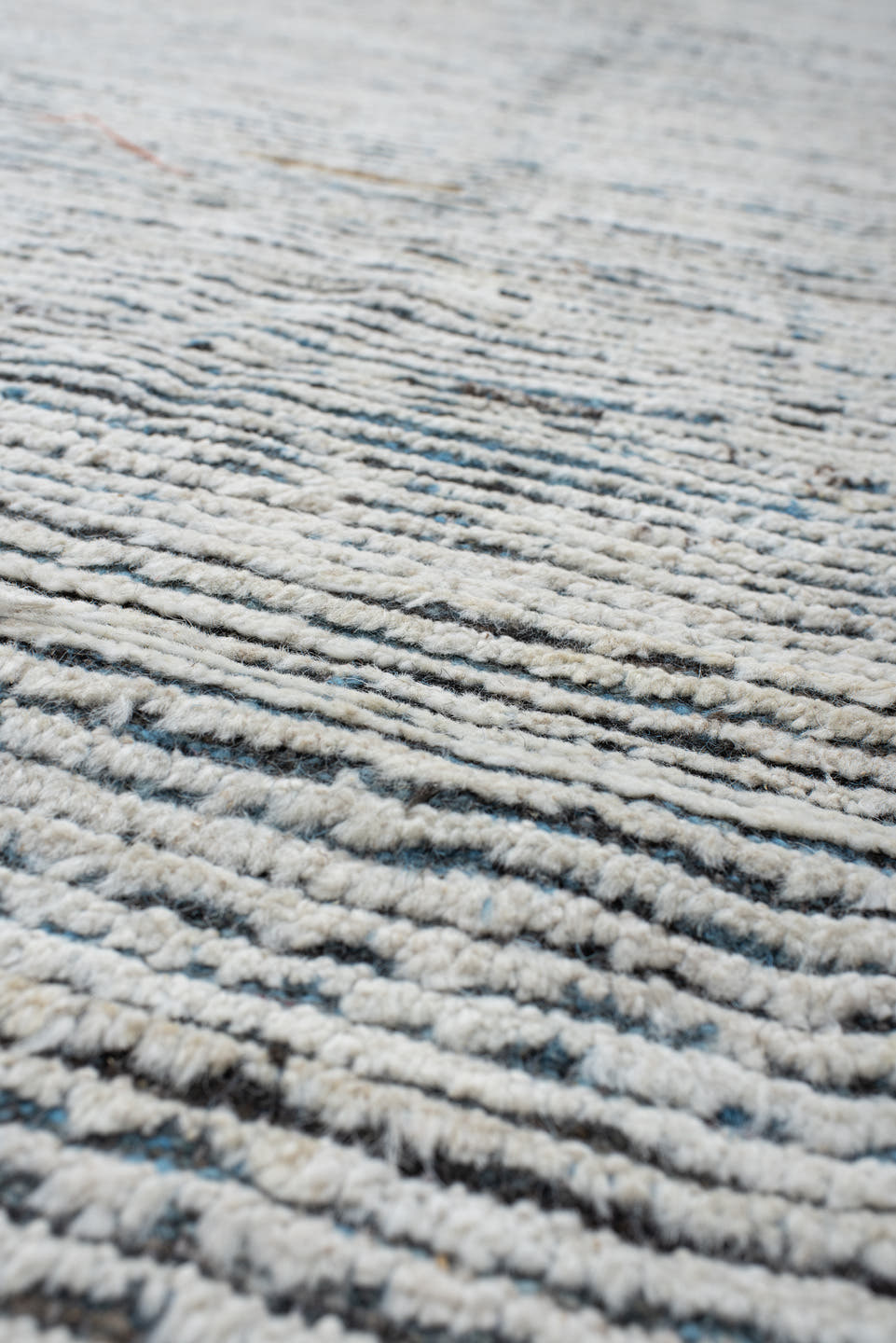 10' x 13' one-of-a-kind handmade vintage Tulu large size rug. Color palette: ivory, charcoal, slate, cream, gray, black