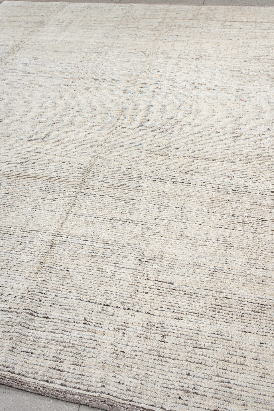 10' x 13' one-of-a-kind handmade vintage Tulu large size rug. Color palette: ivory, charcoal, taupe, brown, gray, black