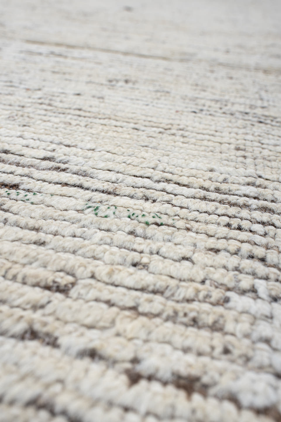 10' x 13' one-of-a-kind handmade vintage Tulu large size rug. Color palette: ivory, charcoal, taupe, brown, gray, black