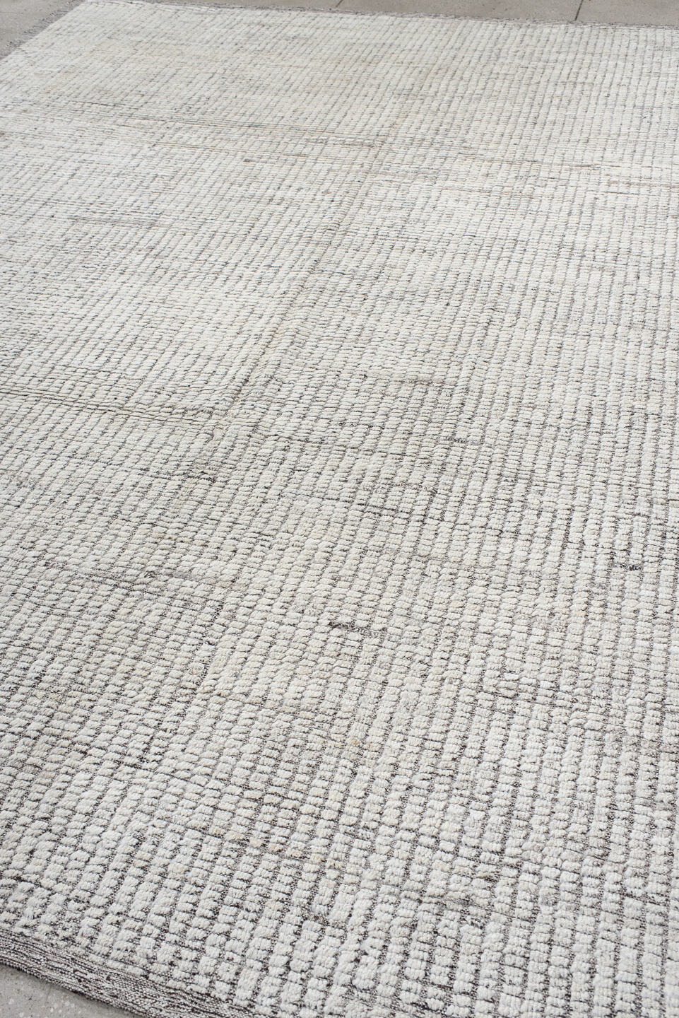 9' x 11' one-of-a-kind handmade vintage Tulu large size rug. Color palette: ivory, gray, taupe, beige