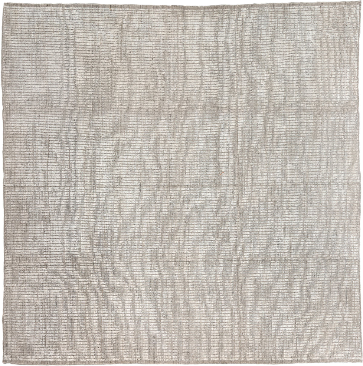 12' x 12' one-of-a-kind handmade vintage Tulu oversize rug. Color palette: ivory, taupe, pewter, warm gray, cream, beige