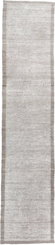 3' x 14' one-of-a-kind handmade vintage Tulu runner rug. Color palette: ivory, taupe, beige, cream, gray