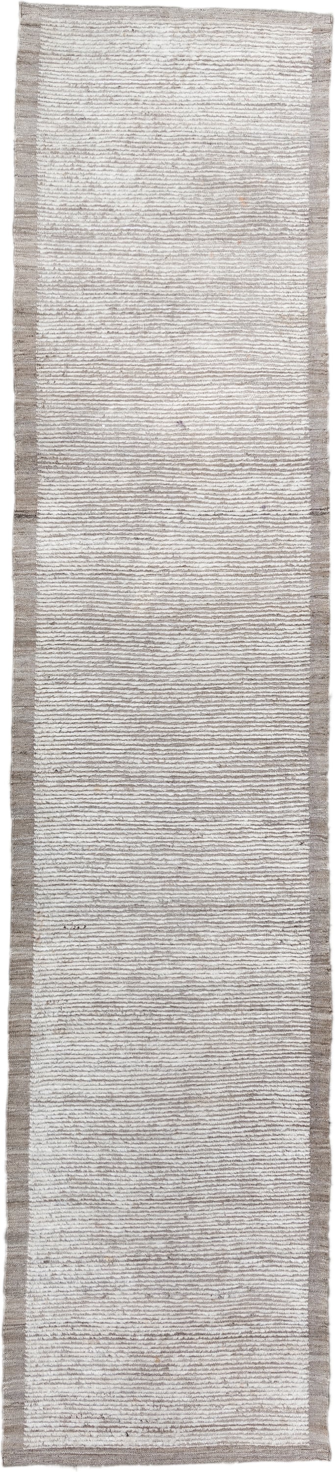 3' x 14' one-of-a-kind handmade vintage Tulu runner rug. Color palette: ivory, taupe, beige, cream, gray