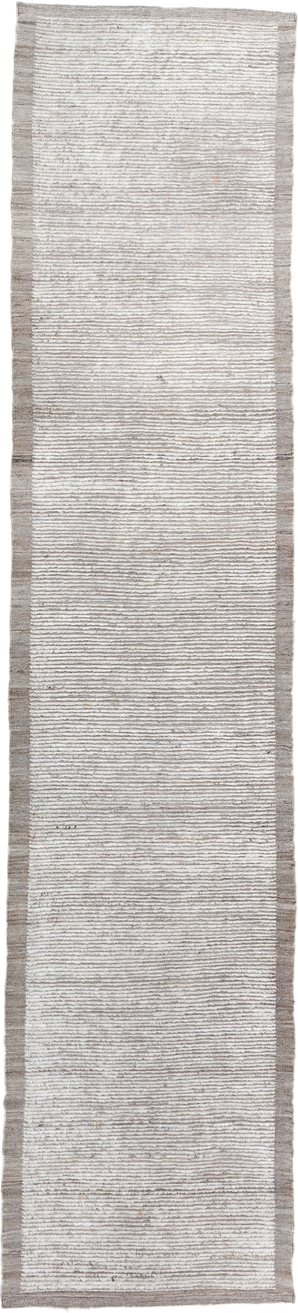 3' x 14' one-of-a-kind handmade vintage Tulu runner rug. Color palette: ivory, taupe, beige, cream, gray