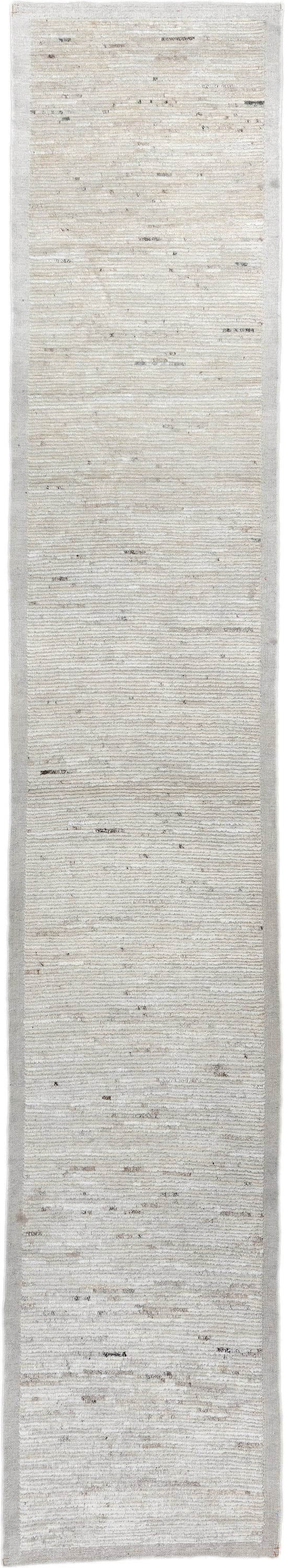 3' x 18' one-of-a-kind handmade vintage Tulu runner rug. Color palette: ivory, cream, taupe, charcoal, beige, gray, black