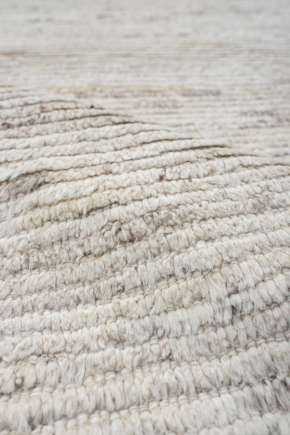 3' x 18' one-of-a-kind handmade vintage Tulu runner rug. Color palette: ivory, cream, taupe, charcoal, beige, gray, black