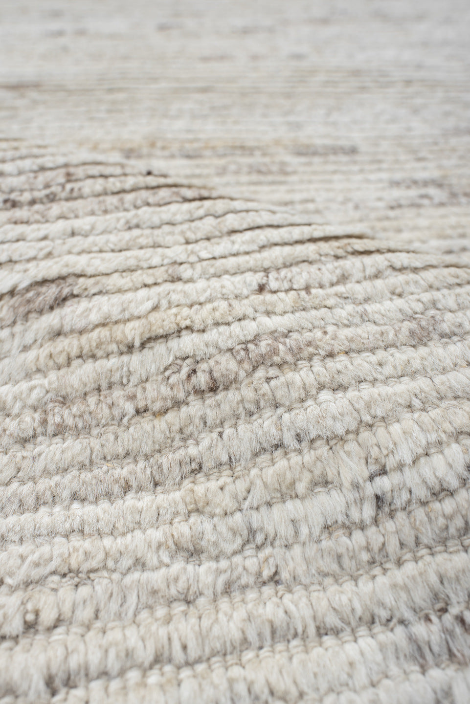 3' x 18' one-of-a-kind handmade vintage Tulu runner rug. Color palette: ivory, cream, taupe, charcoal, beige, gray, black