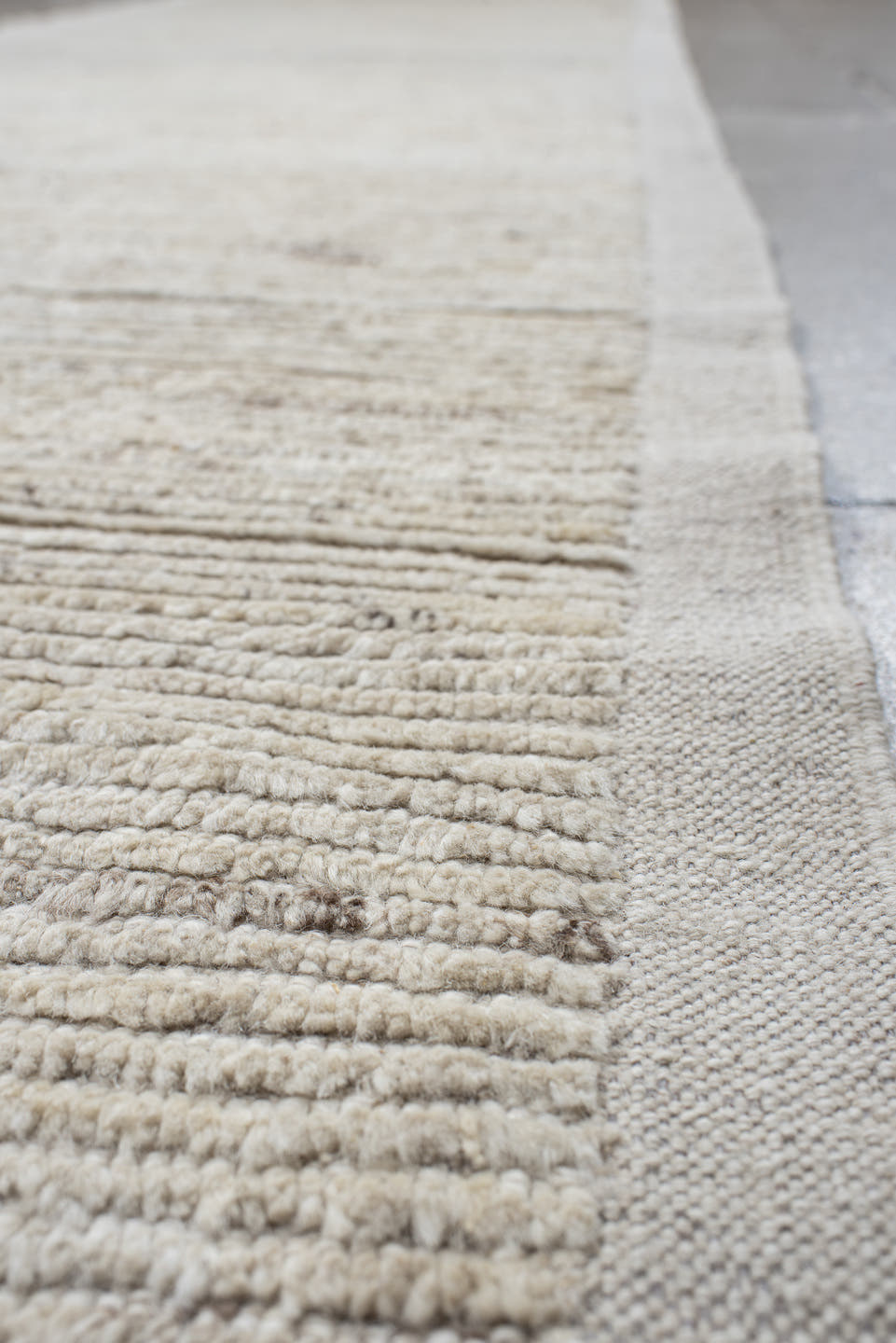 3' x 18' one-of-a-kind handmade vintage Tulu runner rug. Color palette: ivory, cream, taupe, charcoal, beige, gray, black