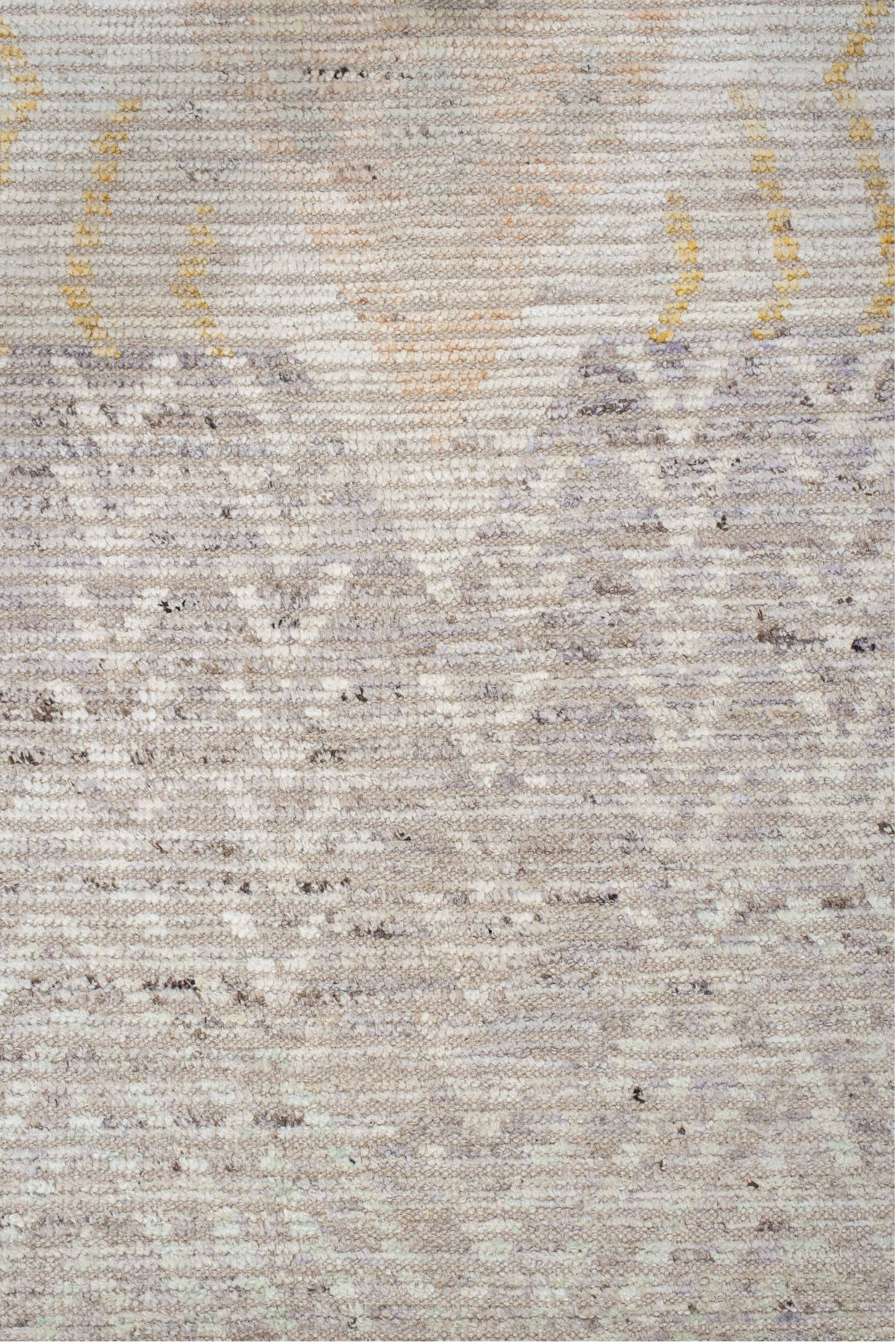 10' x 13' one-of-a-kind handmade vintage Tulu large size rug. Color palette: ivory, aqua, pale gold, peach, lavender, taupe