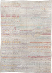 13' x 19' one-of-a-kind handmade vintage Tulu oversize rug. Color palette: ivory, lavender, rose, aqua, pale yellow, coral