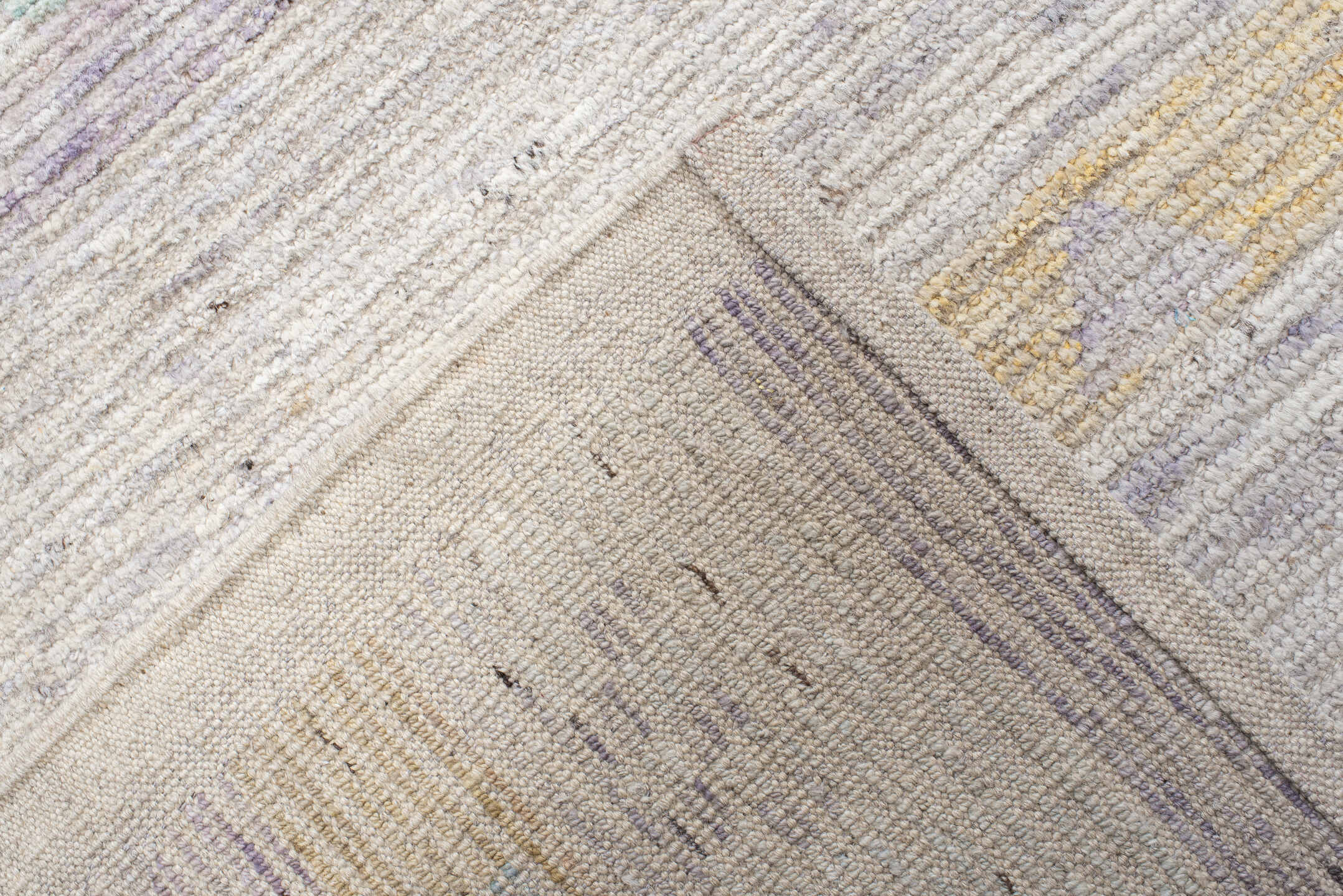 13' x 19' one-of-a-kind handmade vintage Tulu oversize rug. Color palette: ivory, lavender, rose, aqua, pale yellow, coral