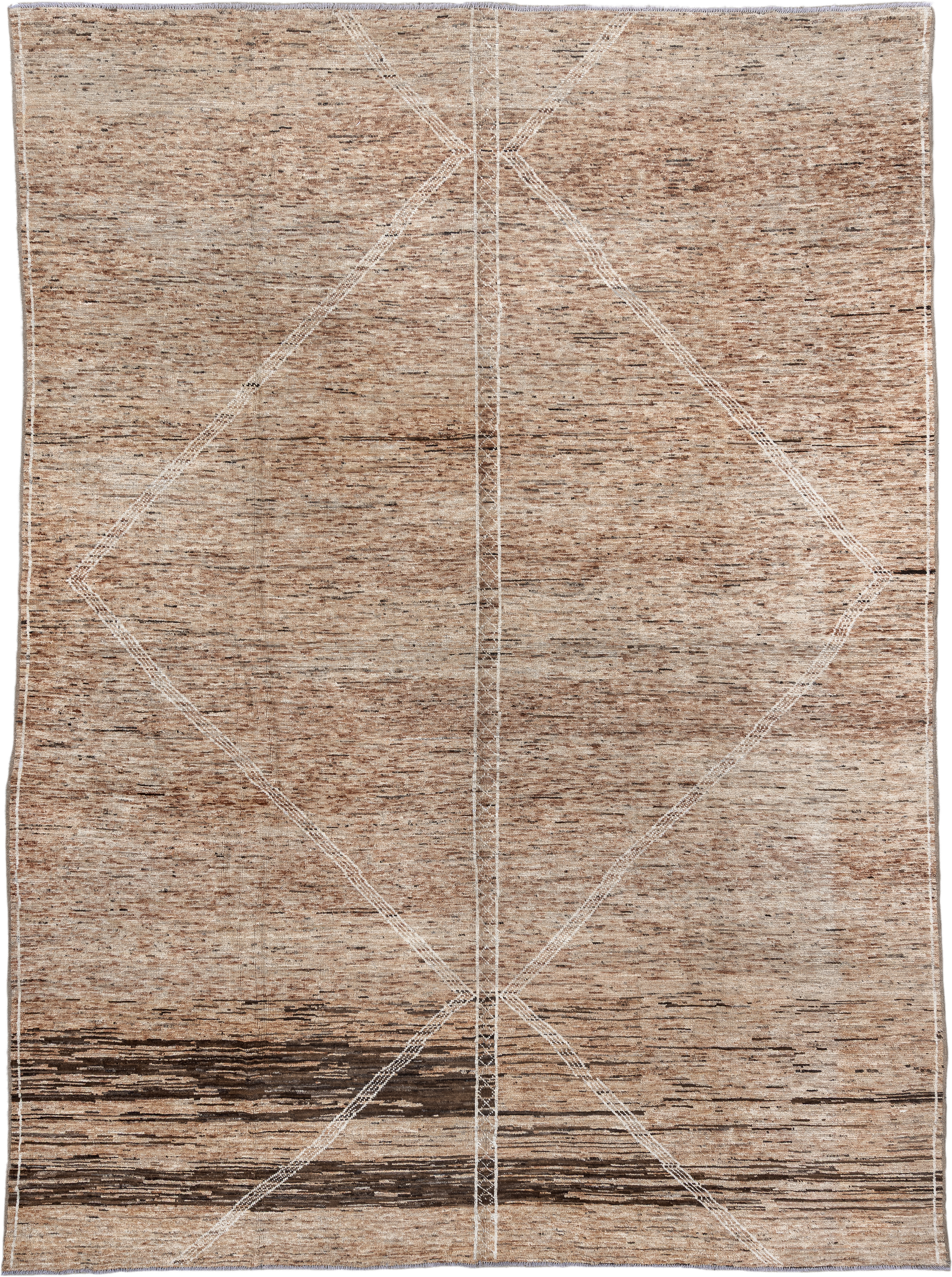 12' x 15' one-of-a-kind handmade vintage Tulu oversize rug. Color palette: ivory, taupe, camel, sky_blue, blush, beige, gray