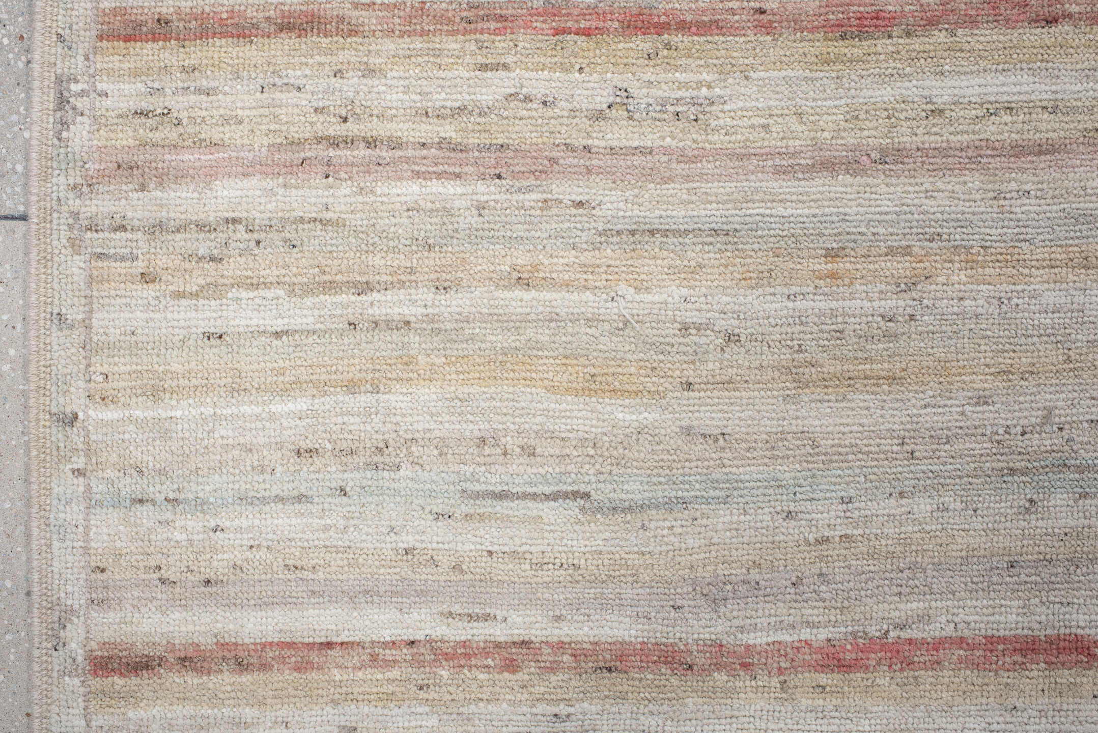 10' x 13' one-of-a-kind handmade vintage Tulu large size rug. Color palette: ivory, cream, blush, pale aqua, terra cotta