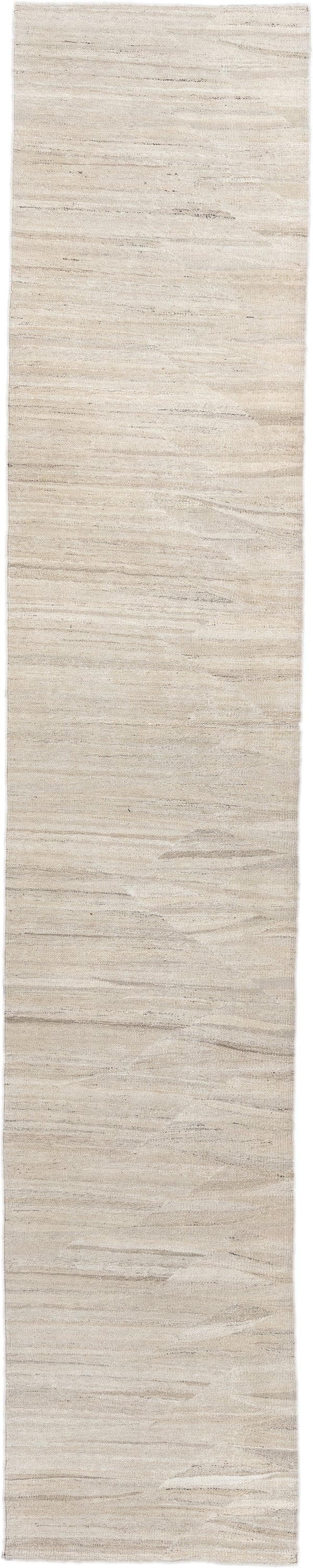 3' x 15' one-of-a-kind handmade vintage Kilim runner rug. Color palette: ivory, cream, beige, taupe, gray