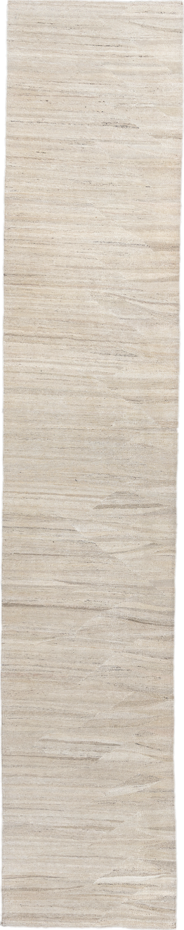 3' x 15' one-of-a-kind handmade vintage Kilim runner rug. Color palette: ivory, cream, beige, taupe, gray