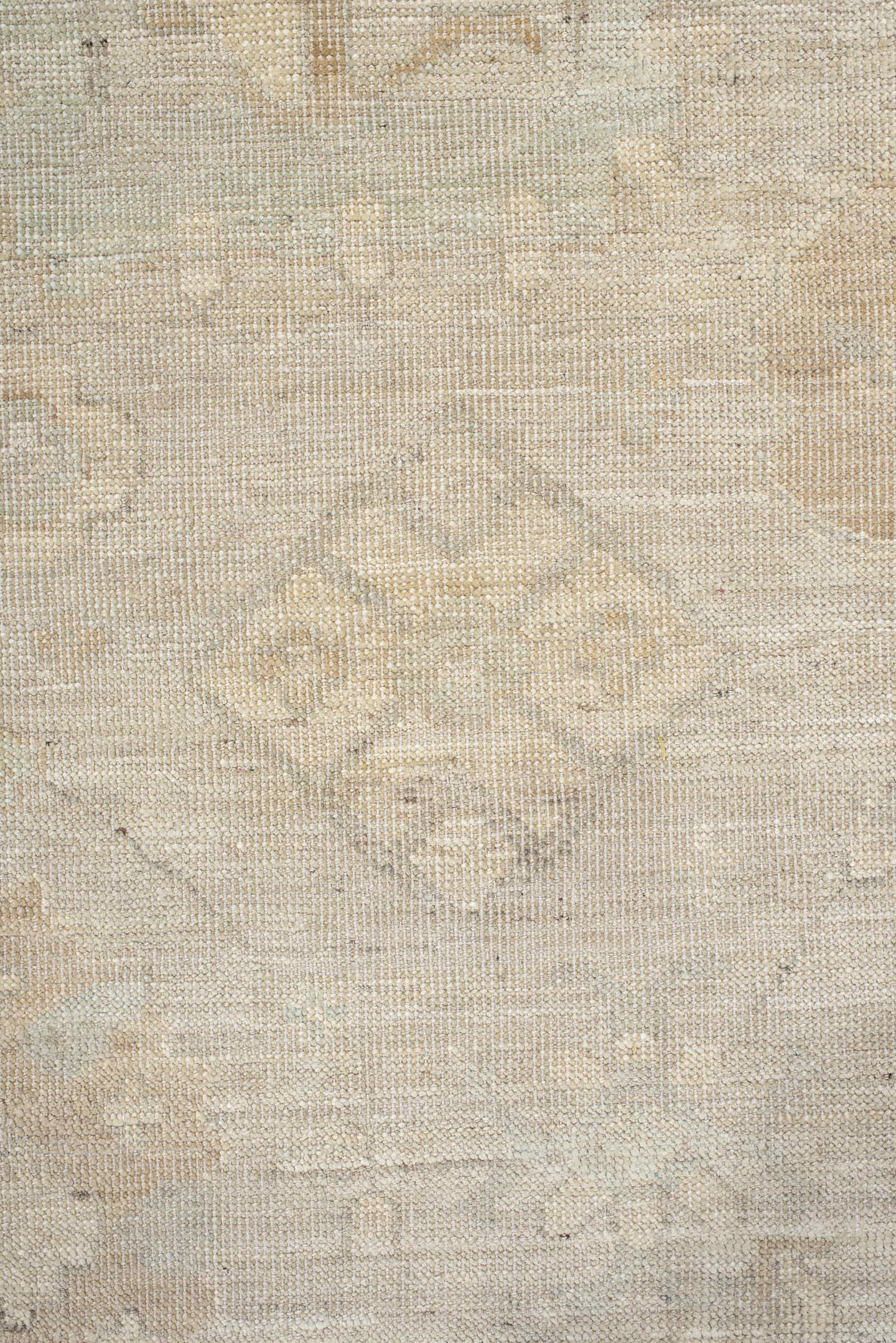 10' x 14' one-of-a-kind handmade vintage Oushak large size rug. Color palette: ivory, beige, cream, taupe, pale sage, sand