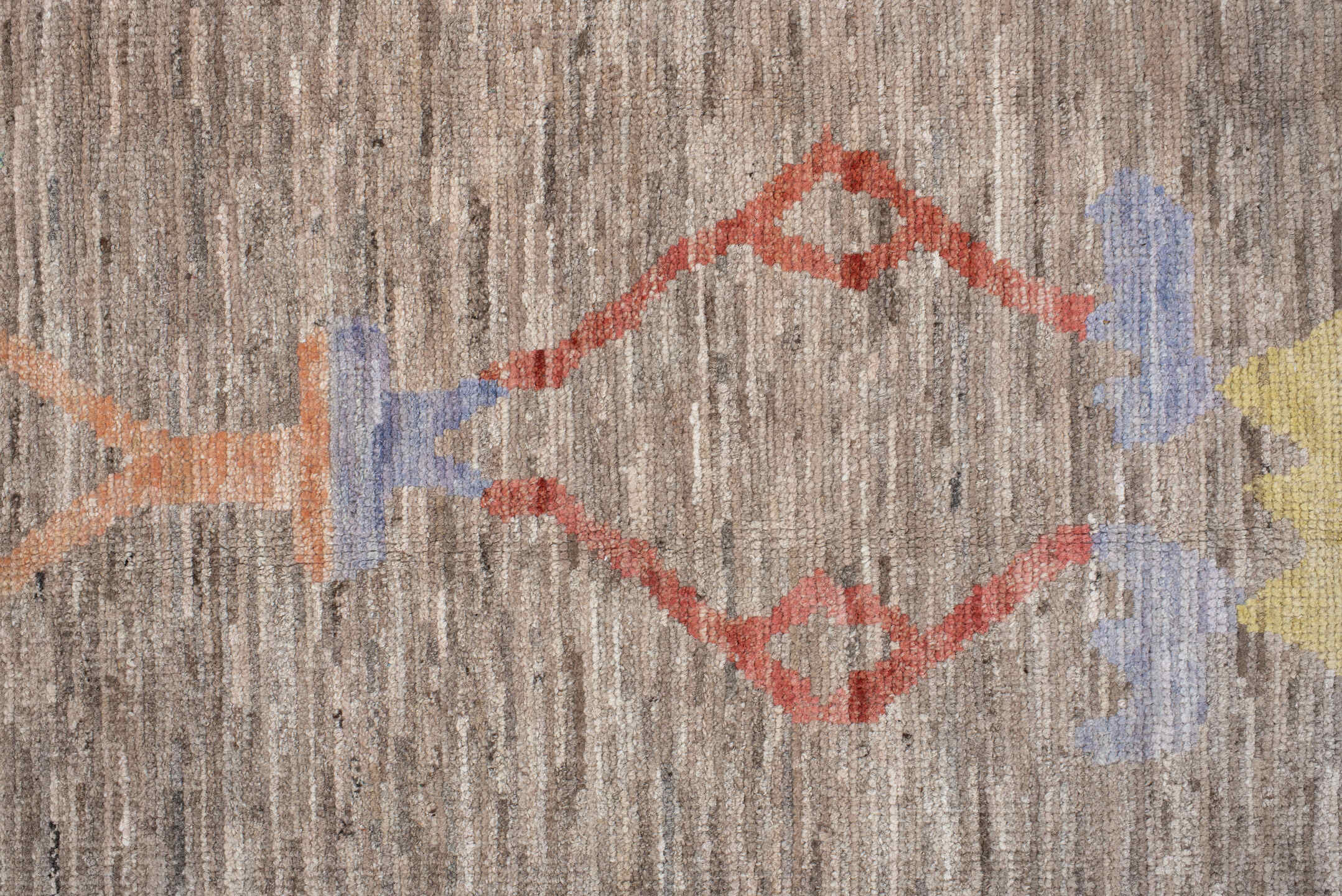 8' x 9' one-of-a-kind handmade vintage Oushak rug. Color palette: red, pink, light gray, off-white, gray, brown, orange