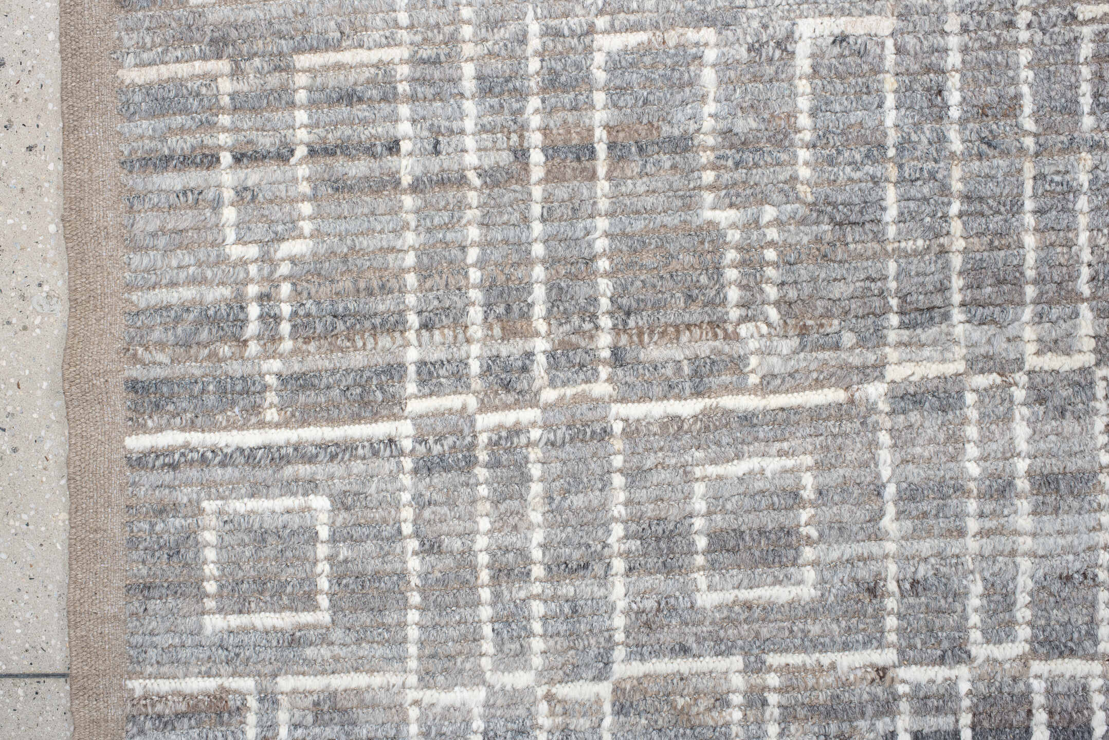 14' x 15' one-of-a-kind handmade vintage Tulu oversize rug. Color palette: dark gray, dim gray, gainsboro, gray, light gray