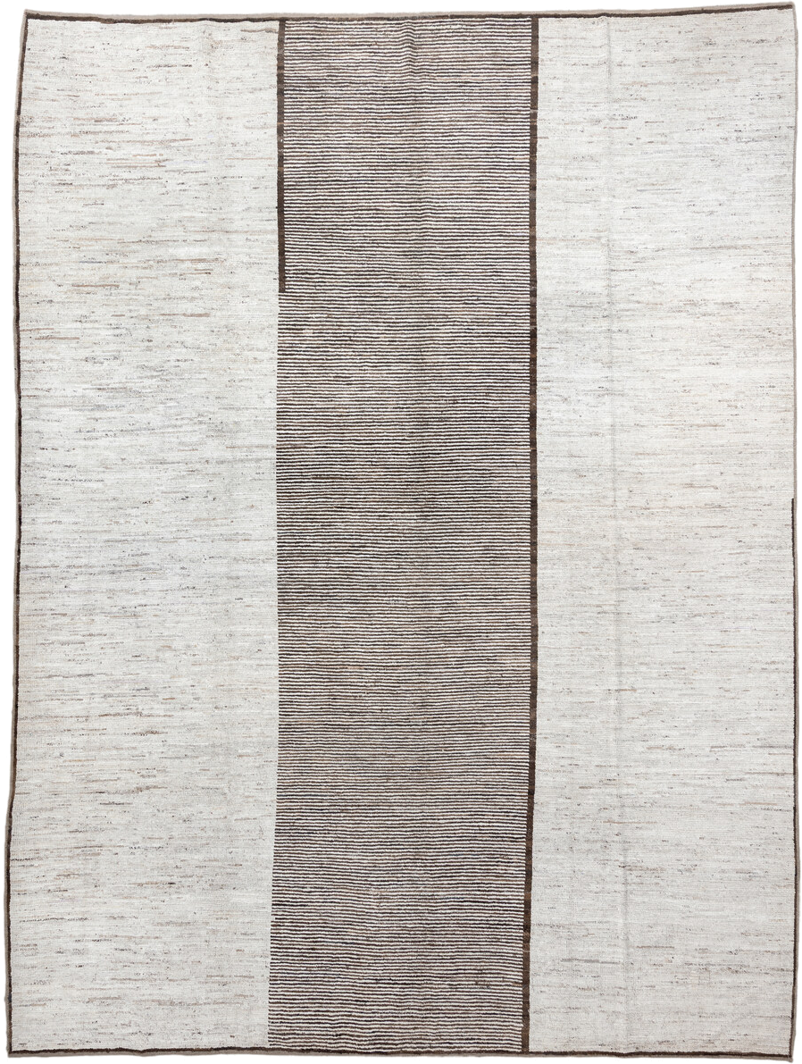 10' x 14' one-of-a-kind handmade vintage Tulu large size rug. Color palette: ivory, brown, taupe, charcoal, beige, gray