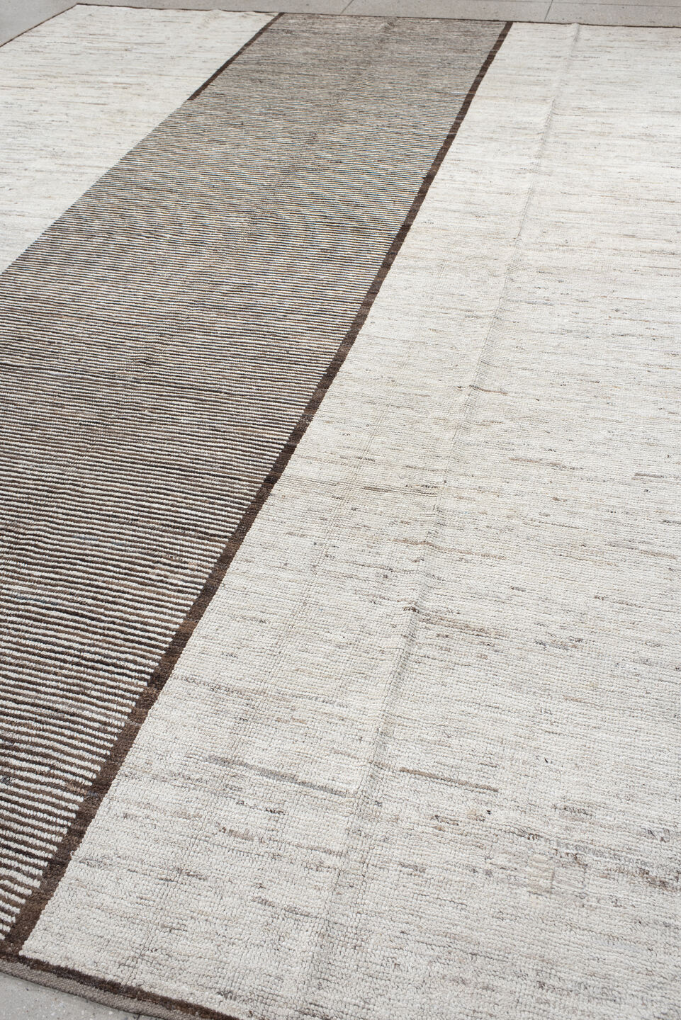 10' x 14' one-of-a-kind handmade vintage Tulu large size rug. Color palette: ivory, brown, taupe, charcoal, beige, gray