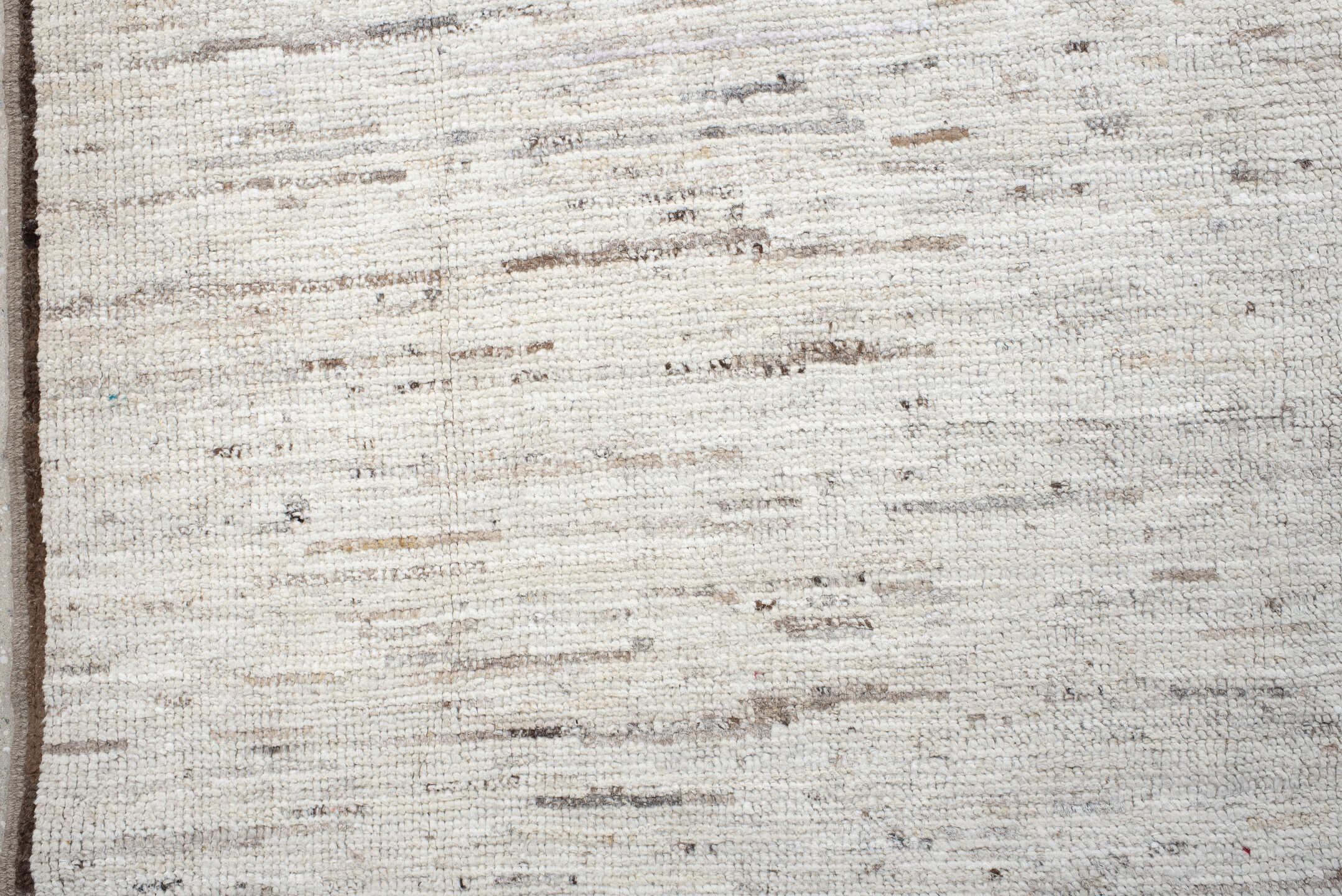 10' x 14' one-of-a-kind handmade vintage Tulu large size rug. Color palette: ivory, brown, taupe, charcoal, beige, gray