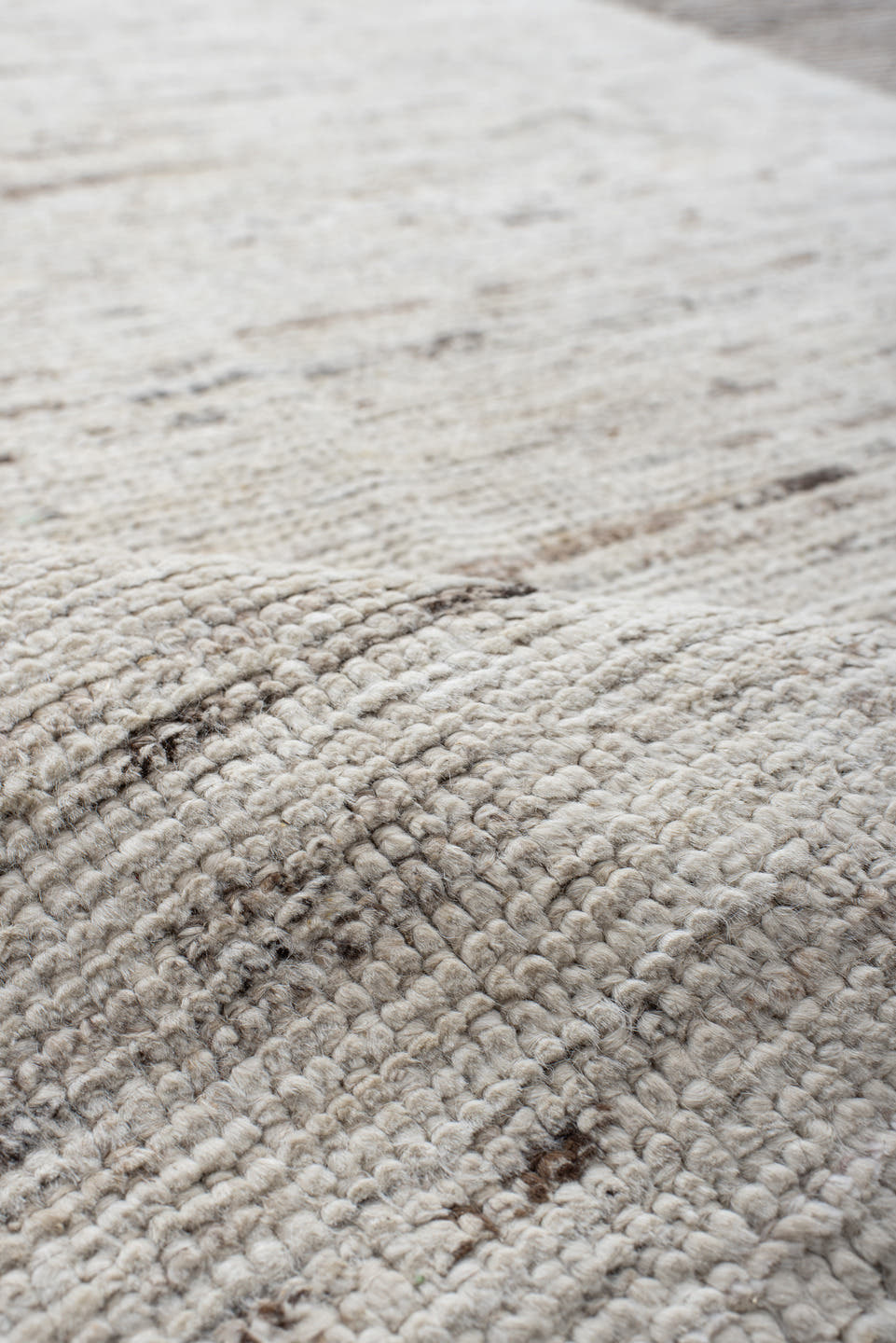 10' x 14' one-of-a-kind handmade vintage Tulu large size rug. Color palette: ivory, brown, taupe, charcoal, beige, gray