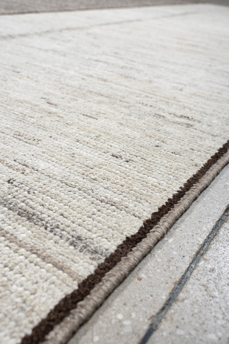 10' x 14' one-of-a-kind handmade vintage Tulu large size rug. Color palette: ivory, brown, taupe, charcoal, beige, gray