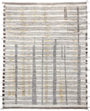12' x 15' one-of-a-kind handmade vintage Tulu oversize rug. Color palette: ivory, gray, charcoal, gold, taupe, black, beige