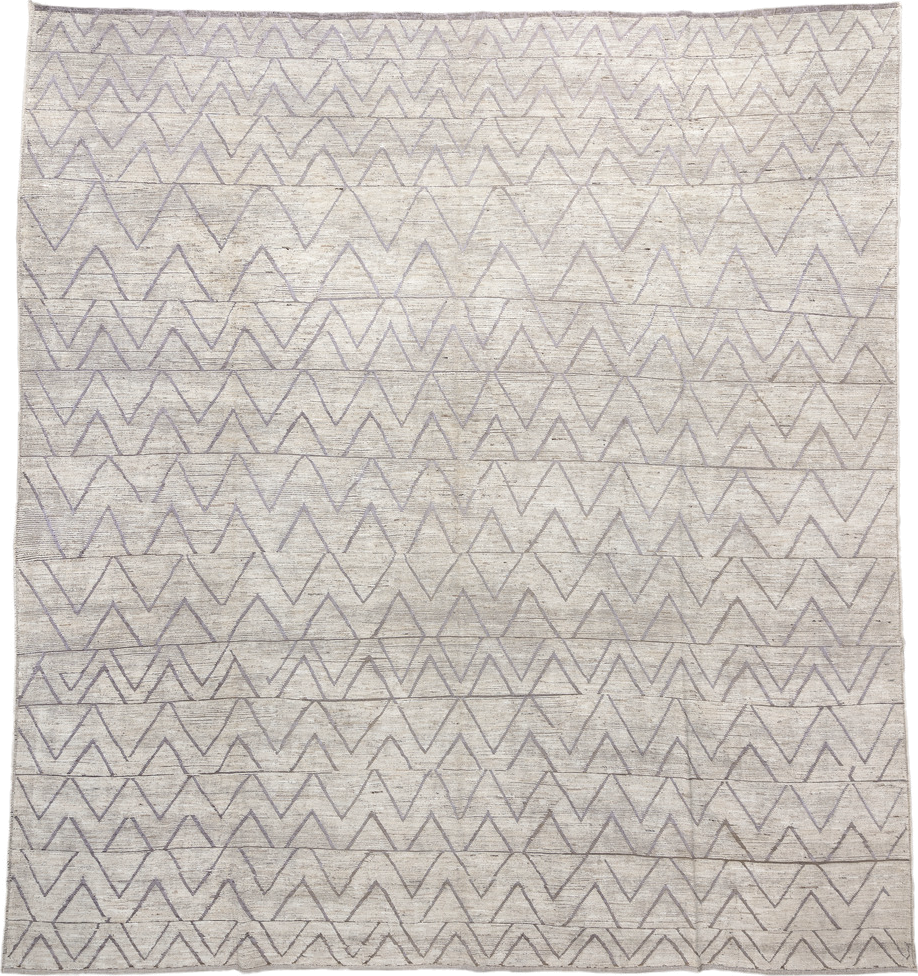 13' x 14' one-of-a-kind handmade vintage Tulu oversize rug. Color palette: ivory, taupe, gray, greige, beige