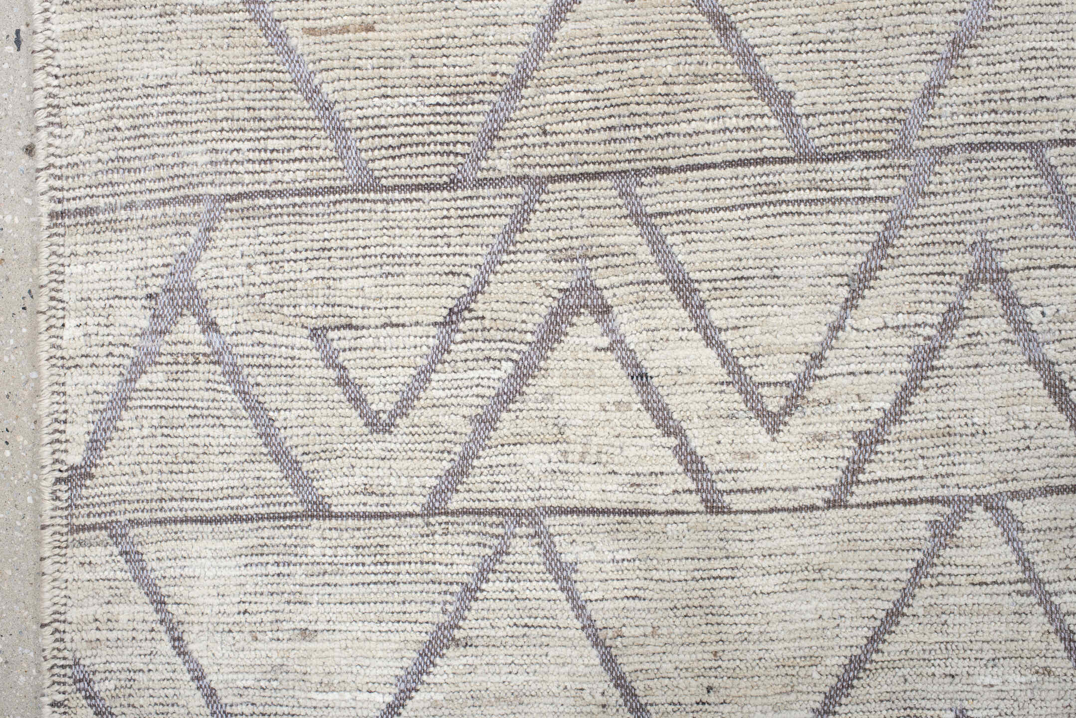 13' x 14' one-of-a-kind handmade vintage Tulu oversize rug. Color palette: ivory, taupe, gray, greige, beige