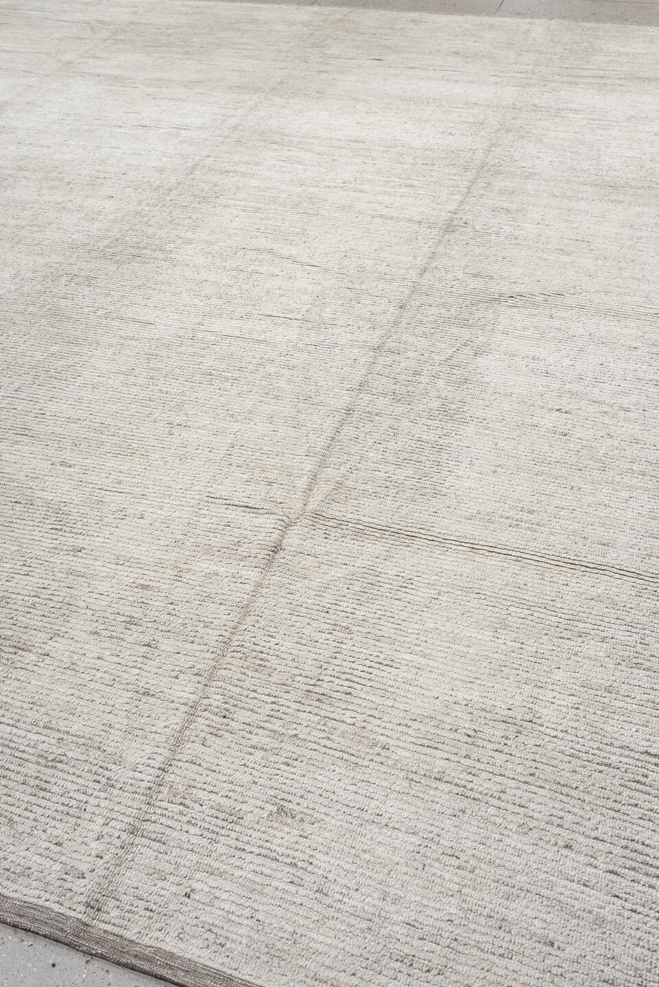 12' x 14' one-of-a-kind handmade vintage Tulu oversize rug. Color palette: ivory, taupe, beige, gray