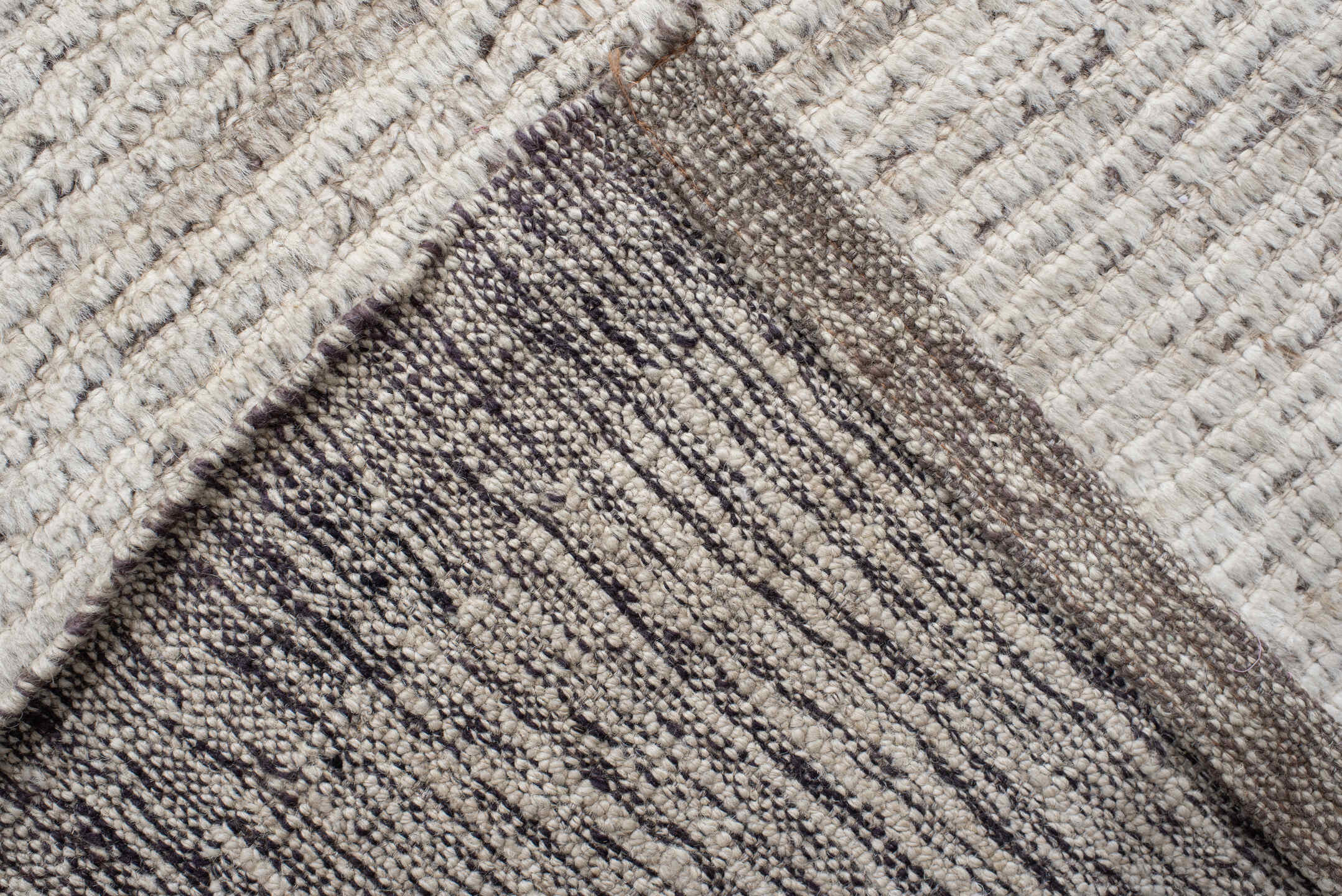 12' x 14' one-of-a-kind handmade vintage Tulu oversize rug. Color palette: ivory, taupe, beige, gray