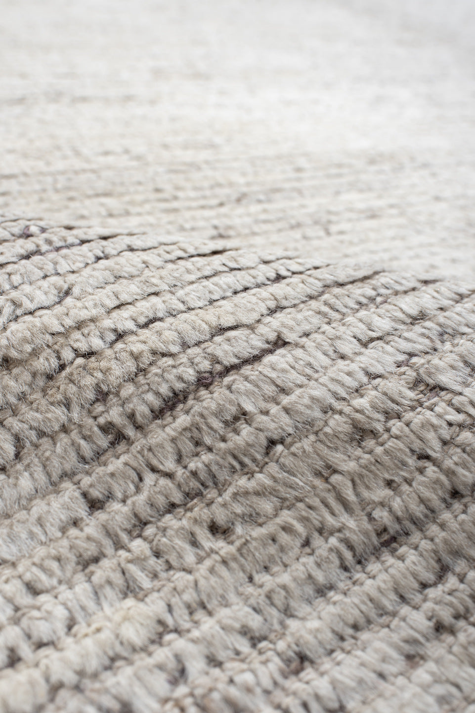 12' x 14' one-of-a-kind handmade vintage Tulu oversize rug. Color palette: dark gray, gainsboro, gray, light gray, linen