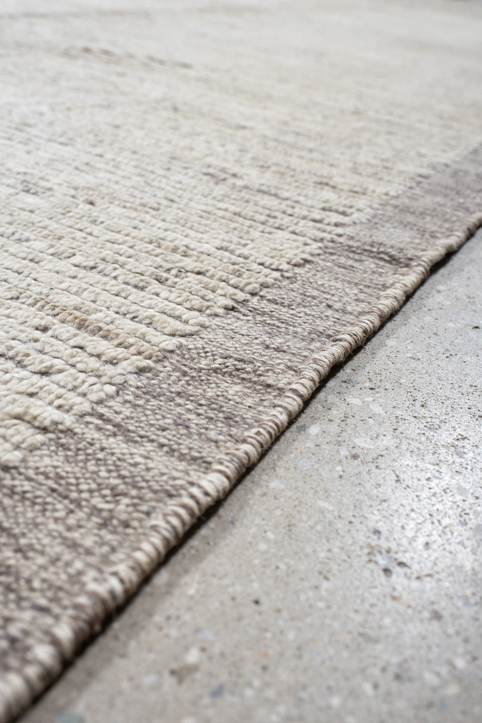 12' x 14' one-of-a-kind handmade vintage Tulu oversize rug. Color palette: ivory, taupe, beige, gray