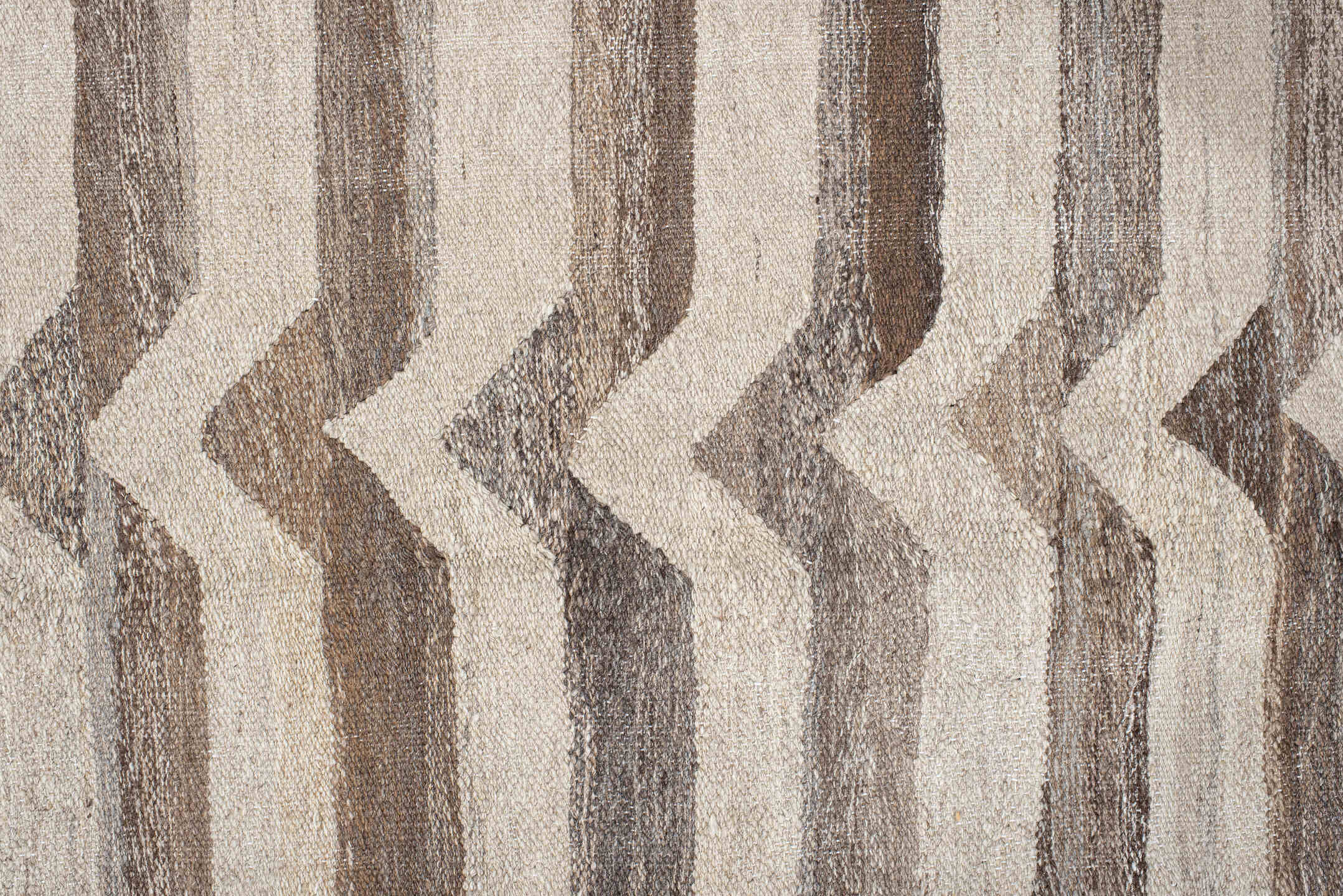 12' x 16' one-of-a-kind handmade vintage Kilim oversize rug. Color palette: gray, light gray, off-white, pink, linen