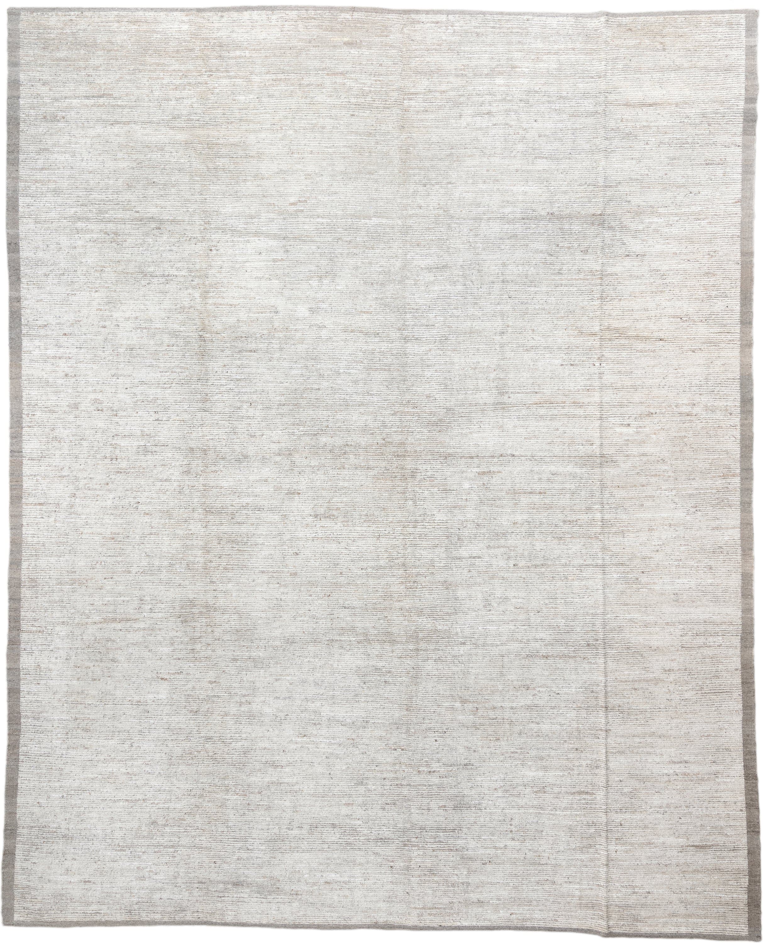 12' x 15' one-of-a-kind handmade vintage Tulu oversize rug. Color palette: ivory, cream, taupe, beige, gray