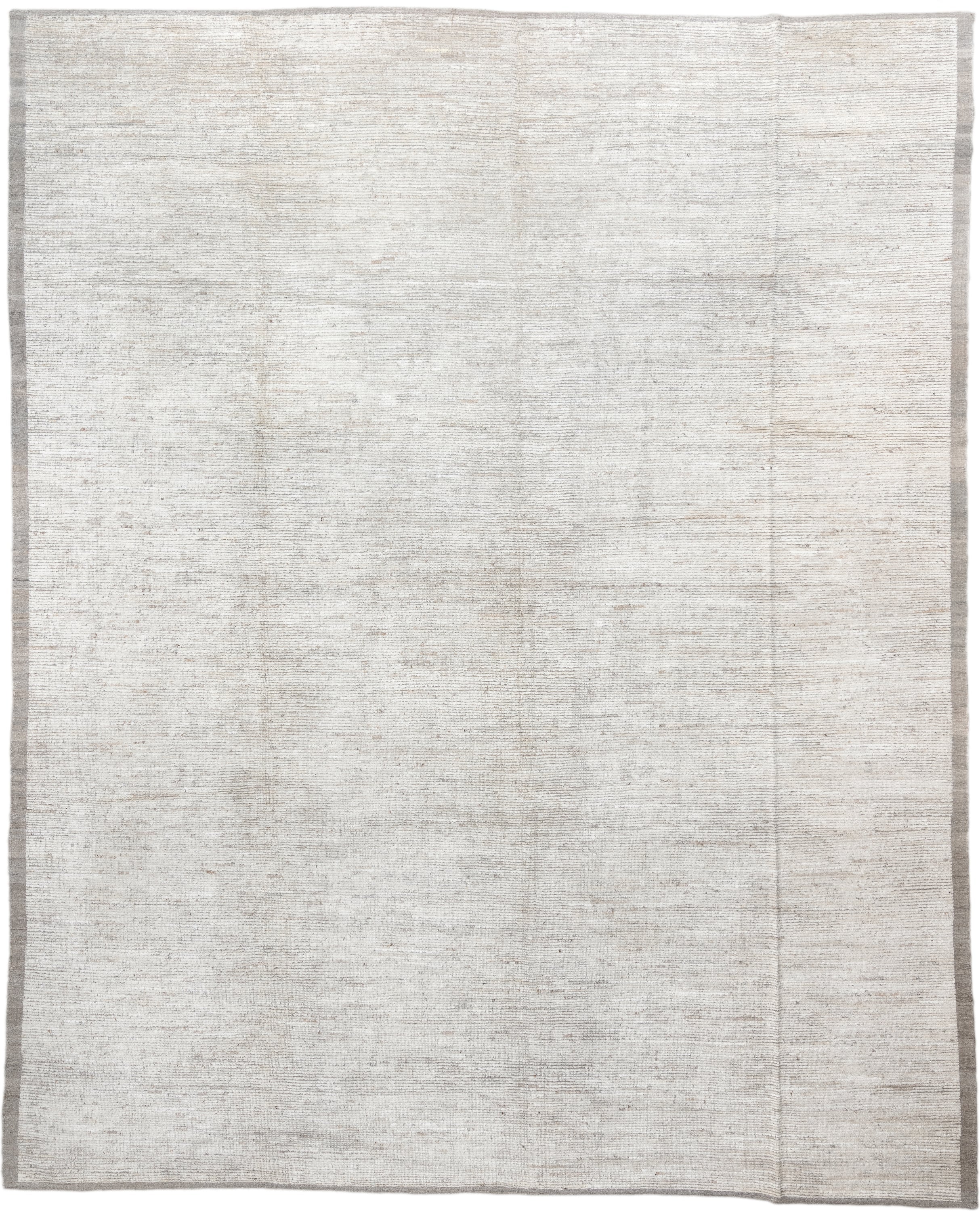 12' x 15' one-of-a-kind handmade vintage Tulu oversize rug. Color palette: ivory, cream, taupe, beige, gray