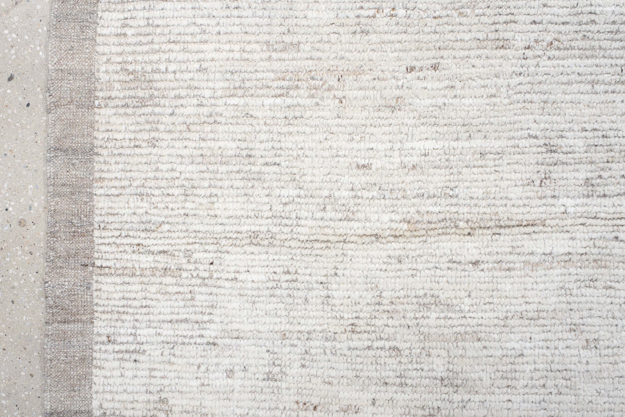 12' x 15' one-of-a-kind handmade vintage Tulu oversize rug. Color palette: ivory, cream, taupe, beige, gray