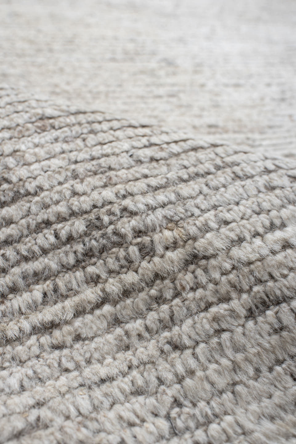 12' x 15' one-of-a-kind handmade vintage Tulu oversize rug. Color palette: ivory, cream, taupe, beige, gray