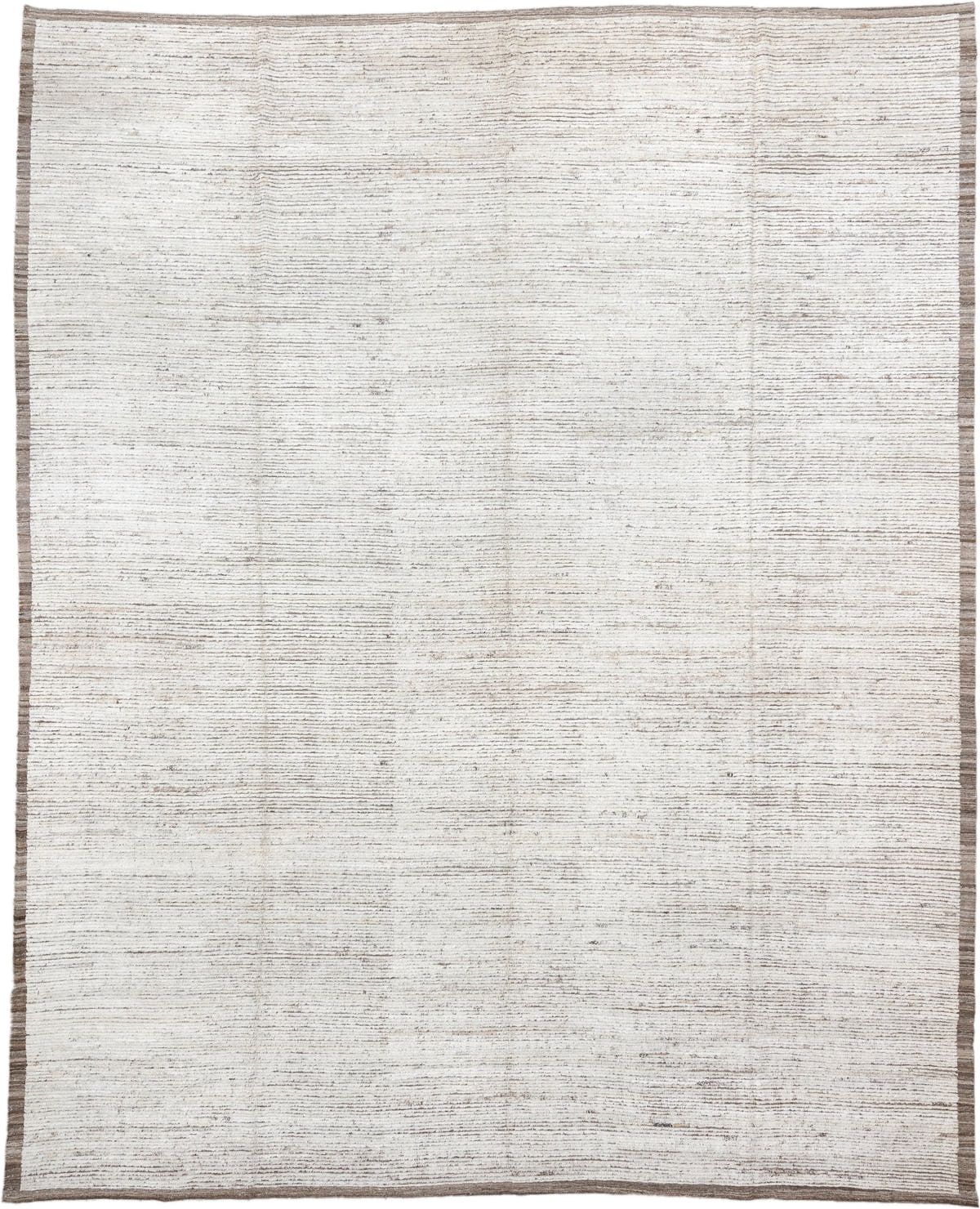 12' x 15' one-of-a-kind handmade vintage Tulu oversize rug. Color palette: ivory, taupe, beige, gray