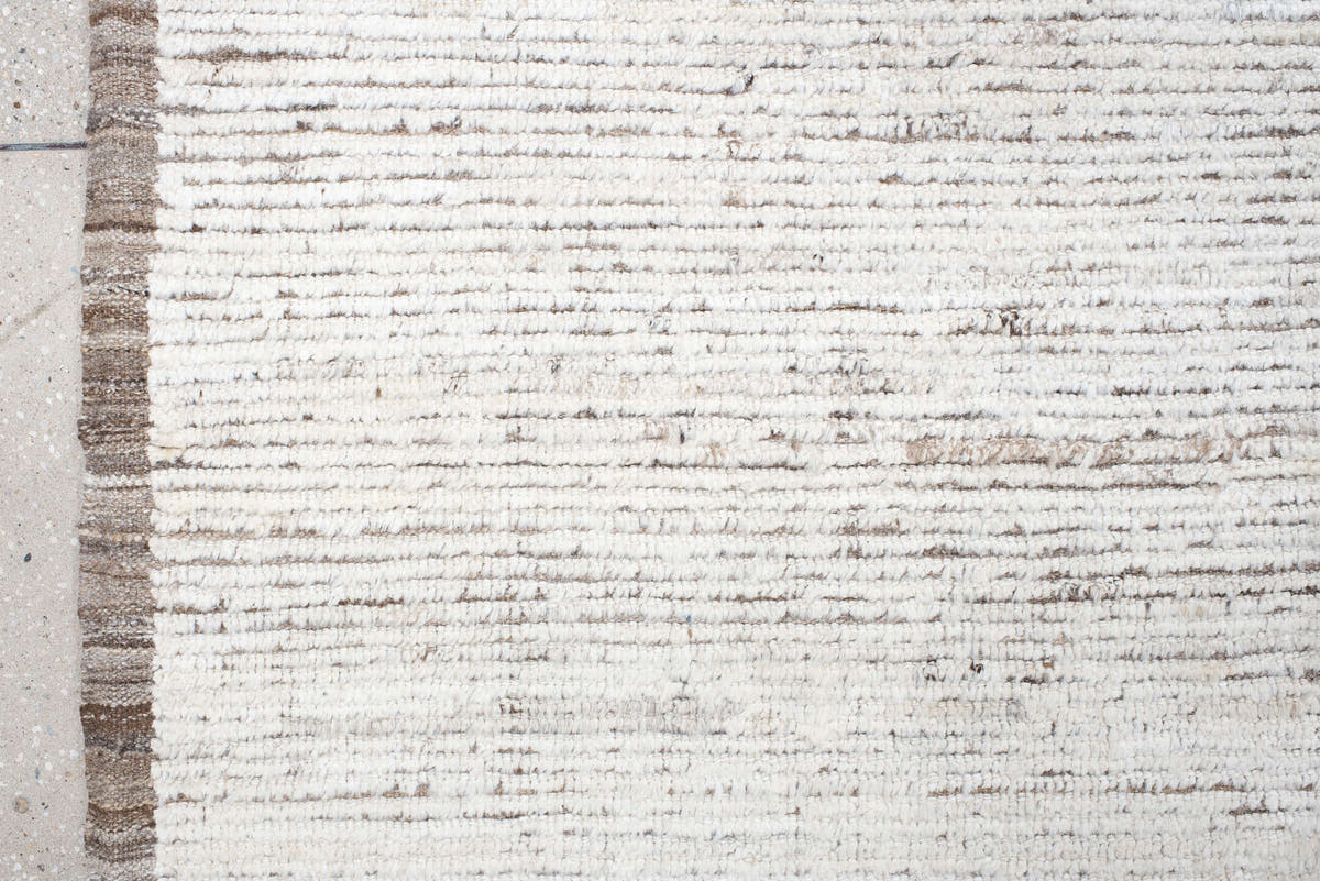 12' x 15' one-of-a-kind handmade vintage Tulu oversize rug. Color palette: ivory, taupe, beige, gray