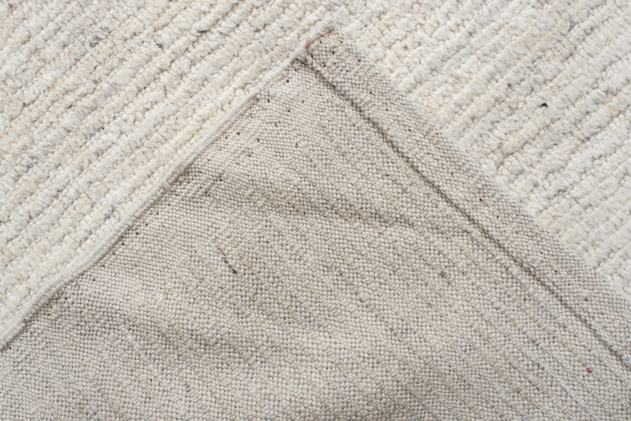 12' x 15' one-of-a-kind handmade vintage Tulu oversize rug. Color palette: ivory, cream, beige, taupe, light gray, gray